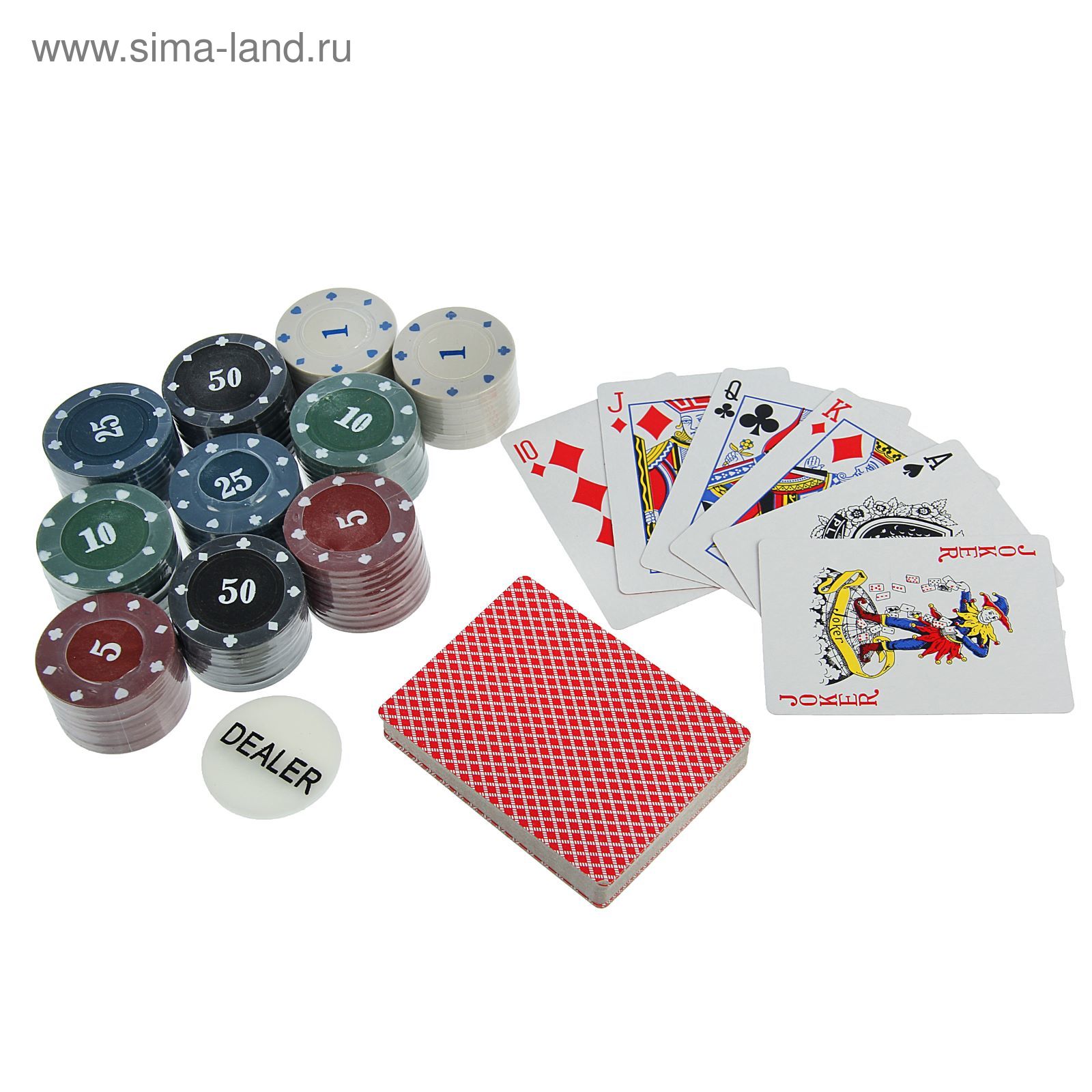 Набор для покера BCG: 100 фишек, 2 колоды карт по 54 шт., круглая пластиковая коробка, d=21 см