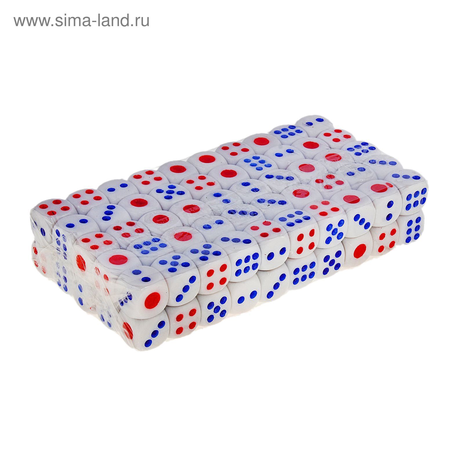 Кости игральные 1,3 × 1,3 см, белые с цветными точками, фасовка 100 шт.