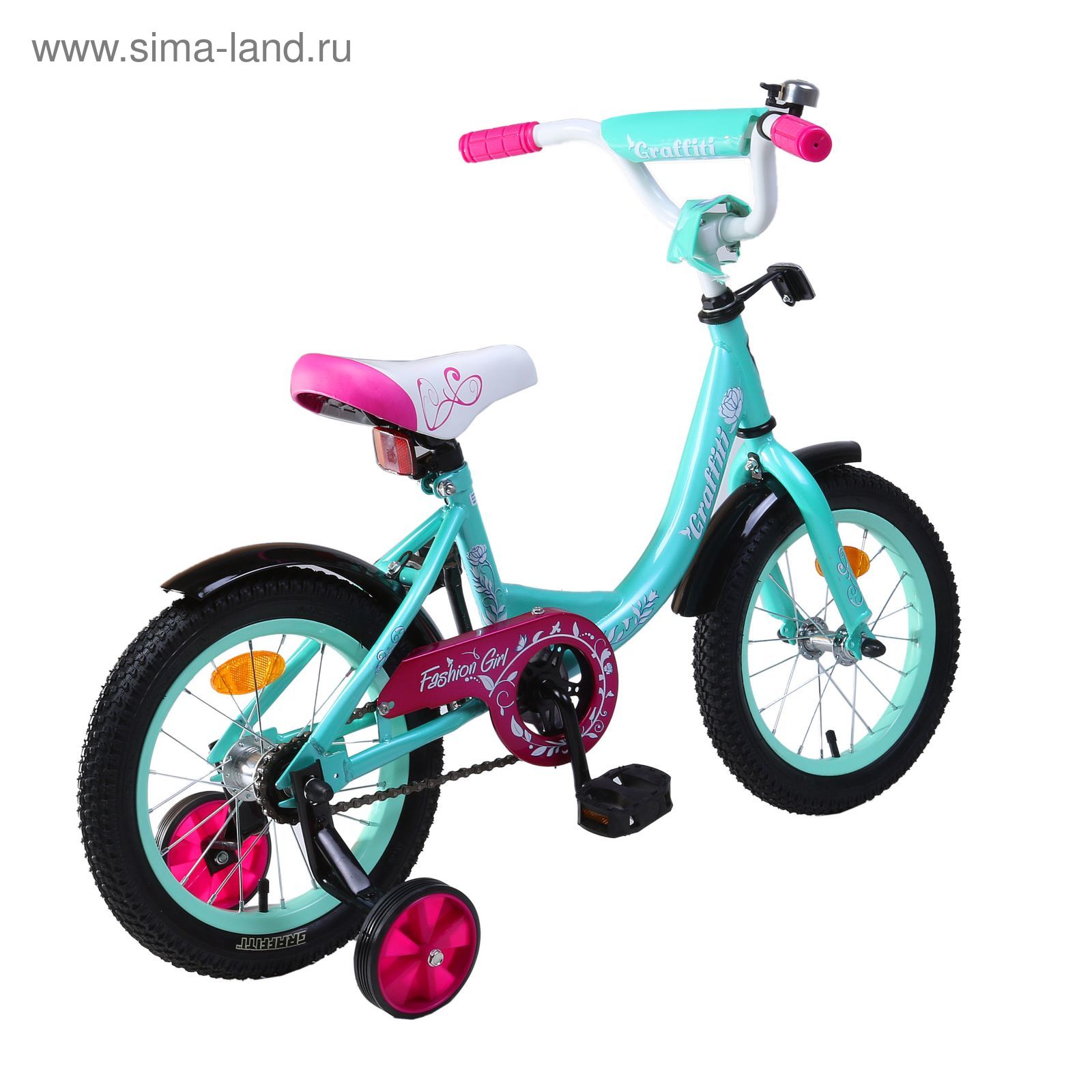 Велосипед 14" GRAFFITI Fashion Girl RUS, 2017, цвет бирюзовый