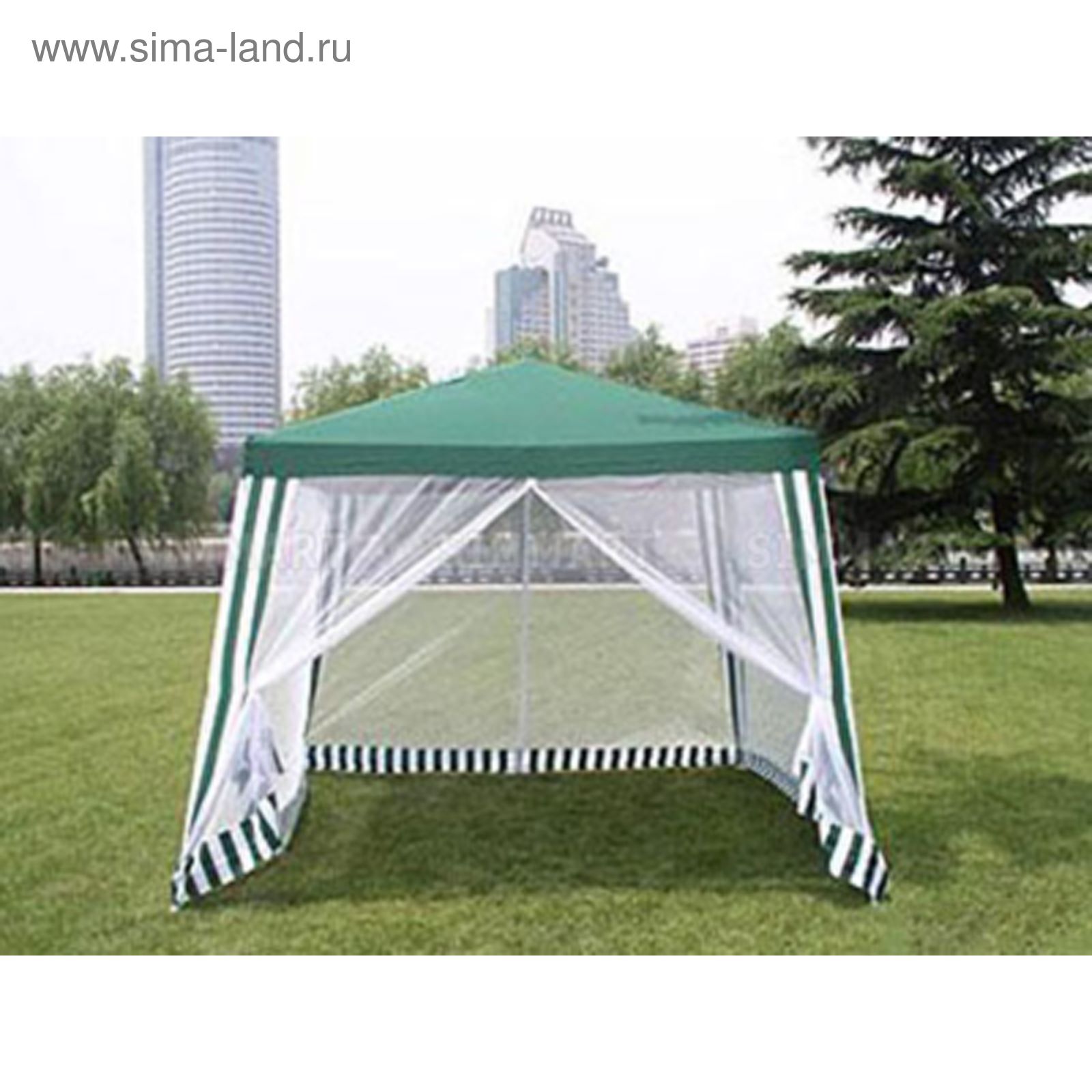 Стенка для шатра с окнами 2х3 м, полиэстер, зелёная