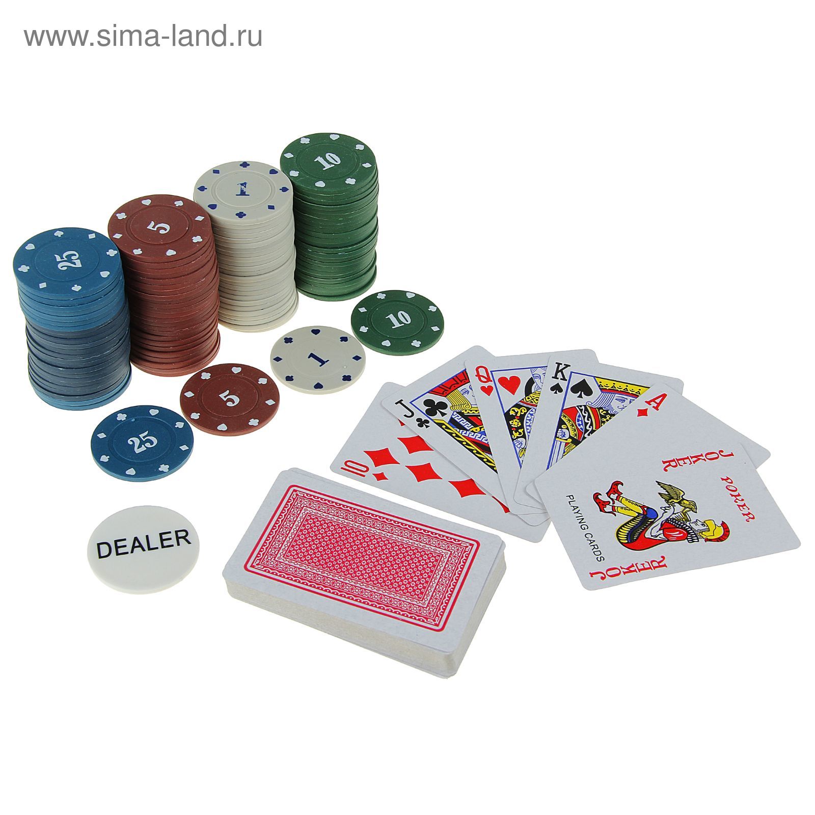Набор для покера Professional Poker Chips: 100 фишек, 2 колоды карт по 54 шт., металлическая коробка