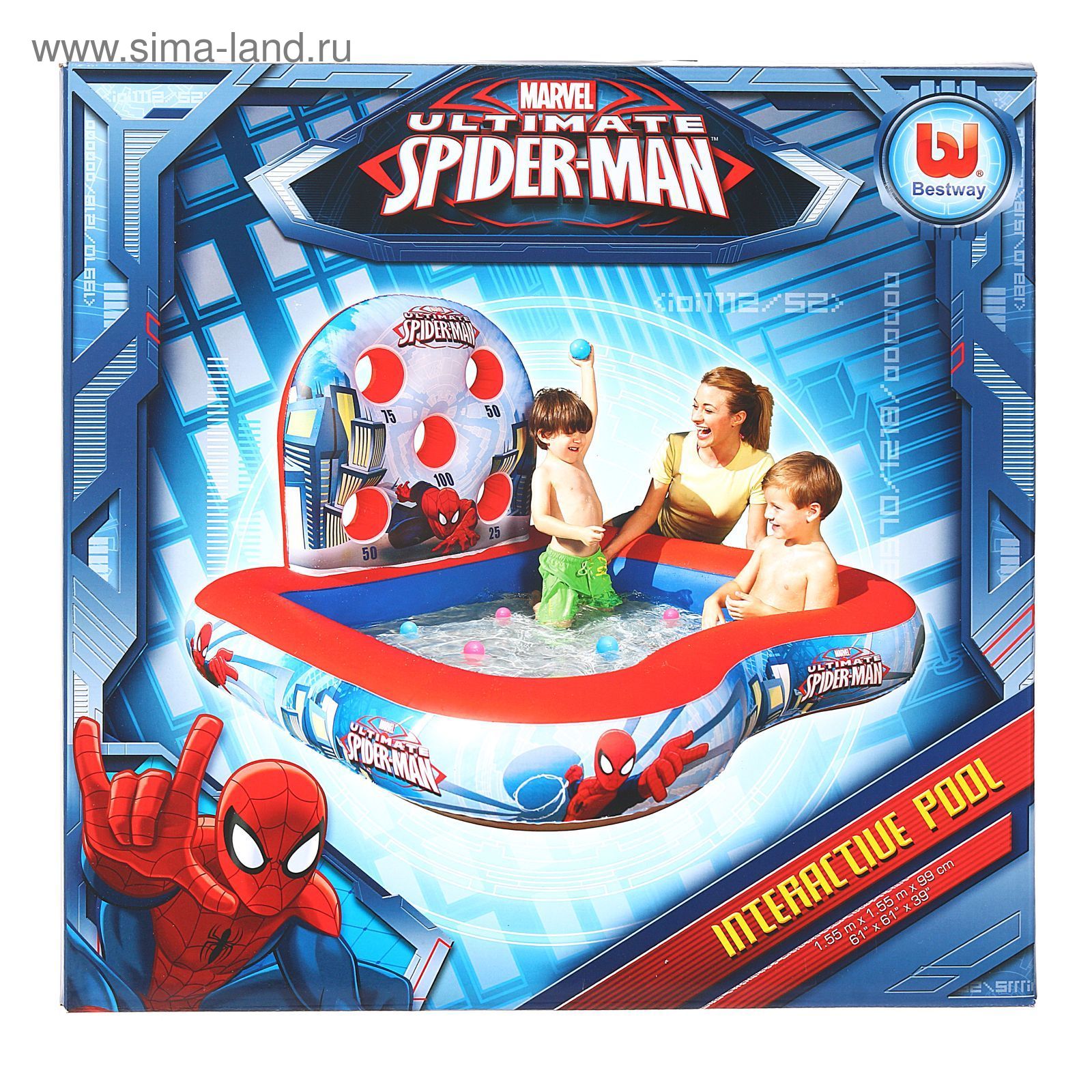 Игровой центр-тир "Человек-паук", 155 х 99 см, 6 мячей, от 3 лет