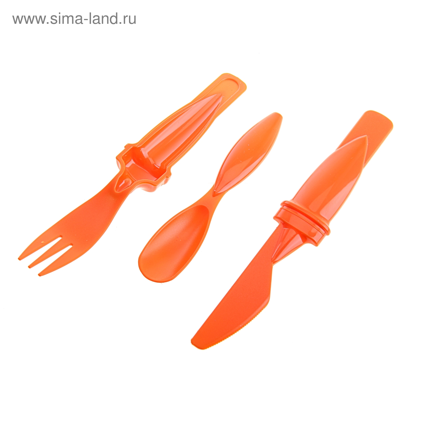 Набор туриста 3в1: вилка, ложка, нож в футляре, цвет оранжевый