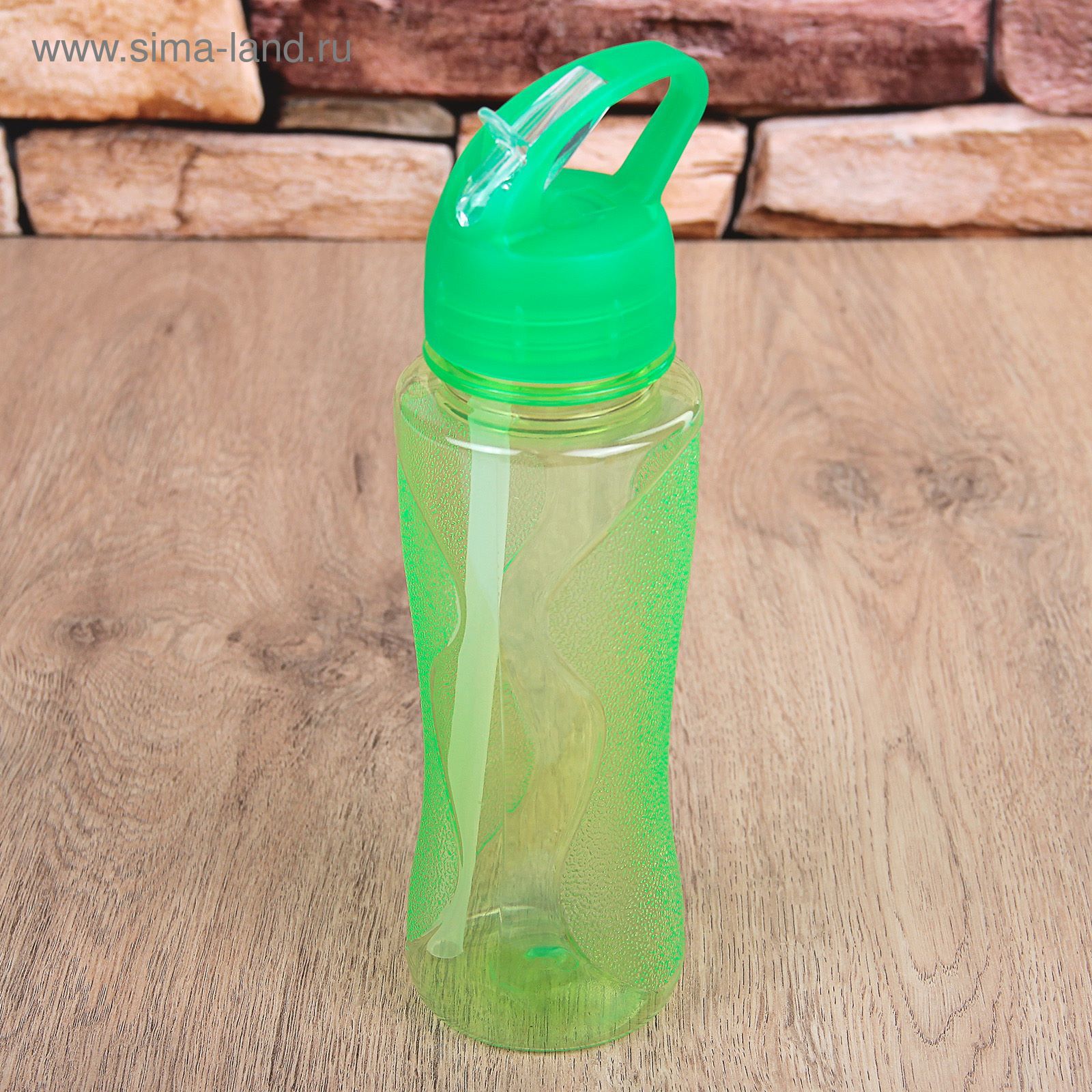 Бутылка с трубочкой 600 мл "Фит" 6,5х23,5 см цвета МИКС