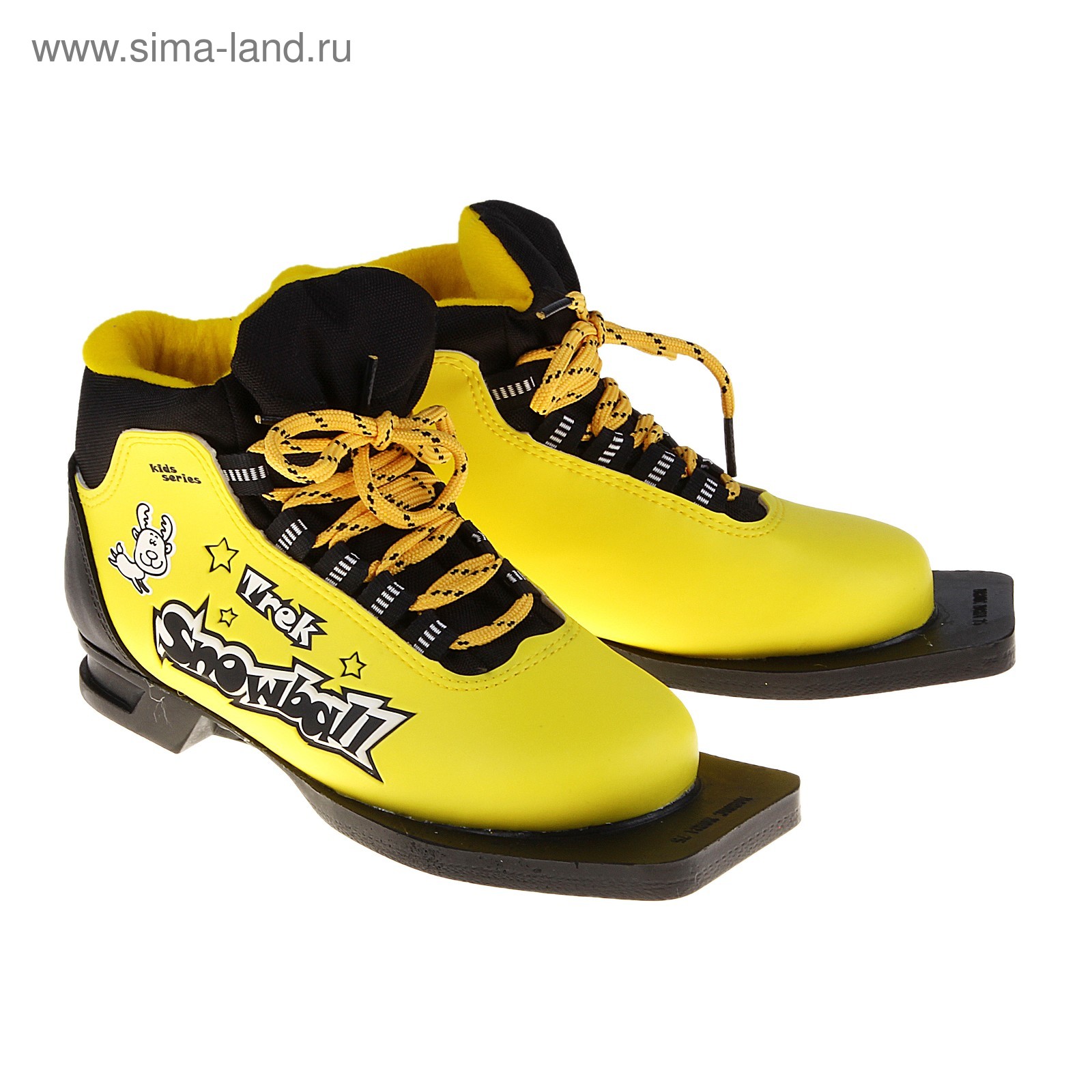 Ботинки лыжные TREK Snowball NN 75 ИК, цвет желтый, логотип черный, р. 32