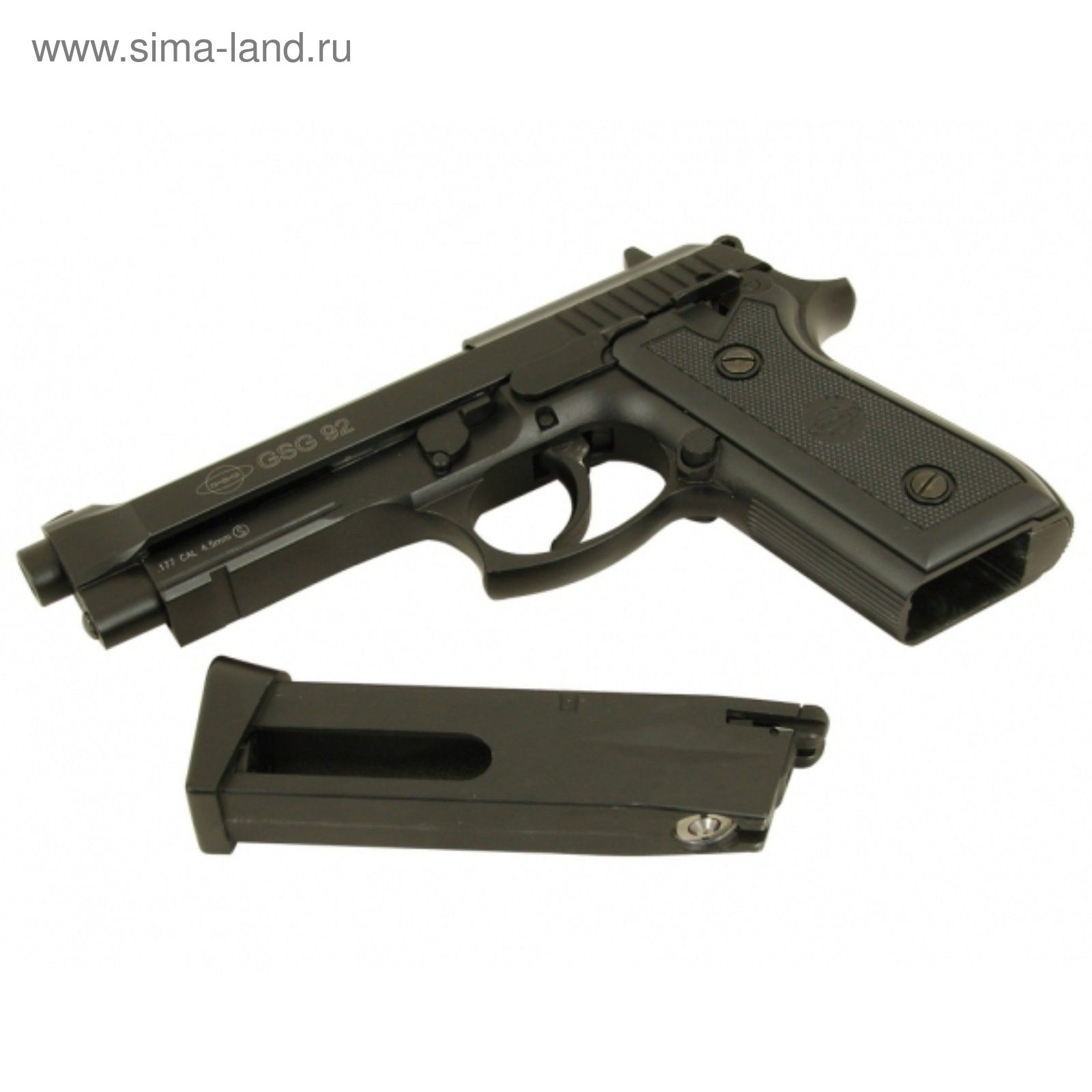 Пистолет пневматический GSG-92 (Beretta 92), к.4,5 мм, металл, блоубэк, черный, 95 м/с