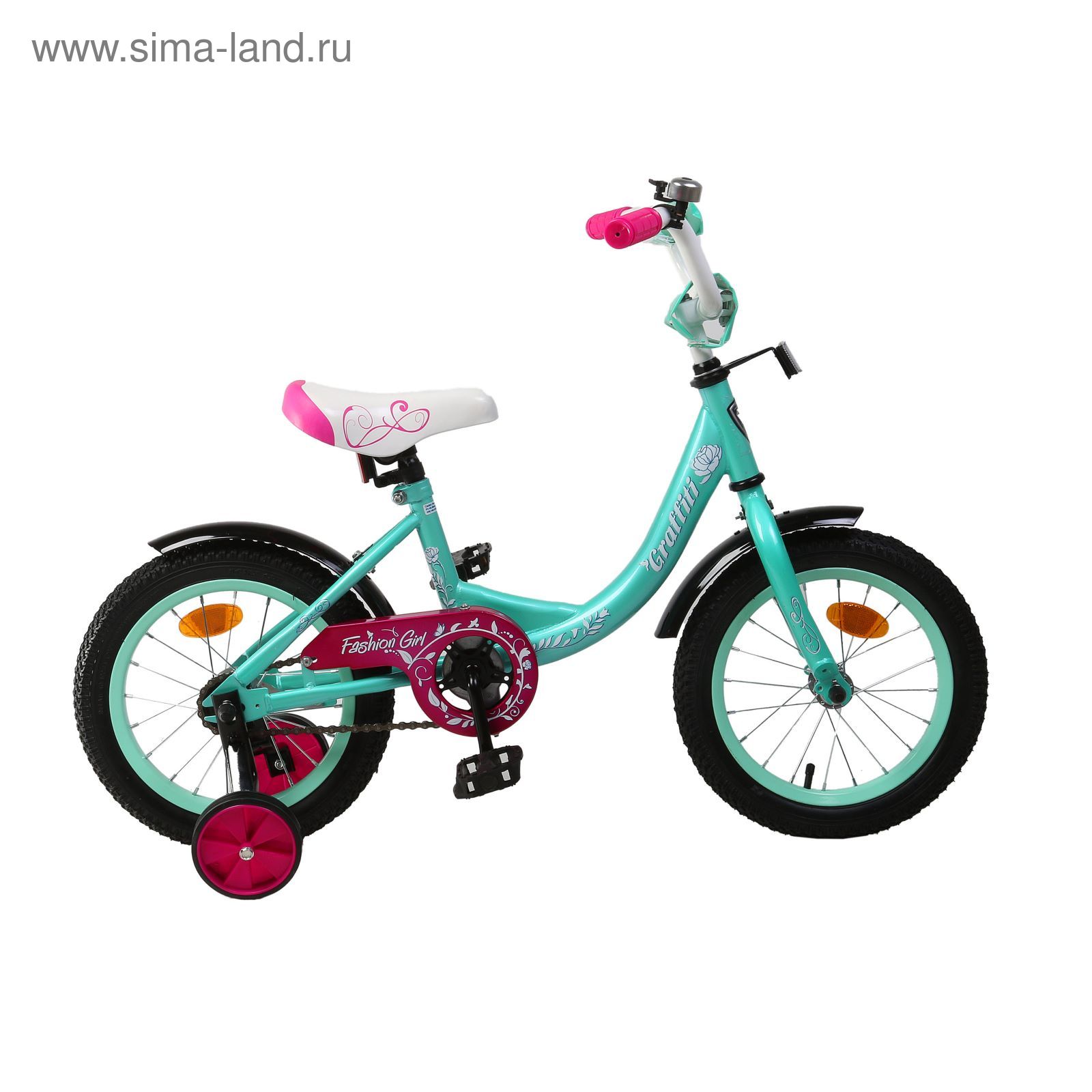 Велосипед 14" GRAFFITI Fashion Girl RUS, 2017, цвет бирюзовый