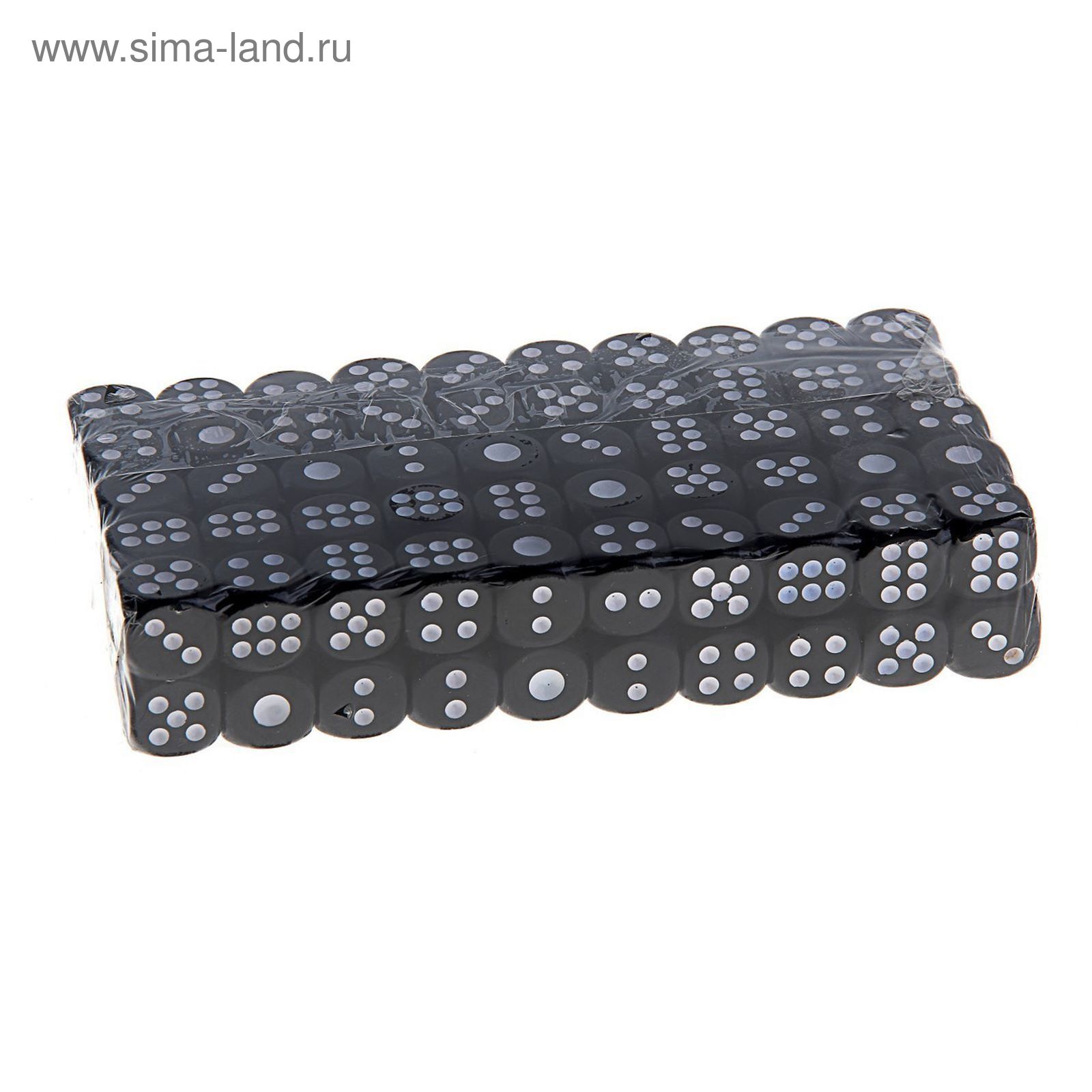 Кубики игральные 1,4 × 1,4 см, чёрные с белыми точками, фасовка 100 шт.