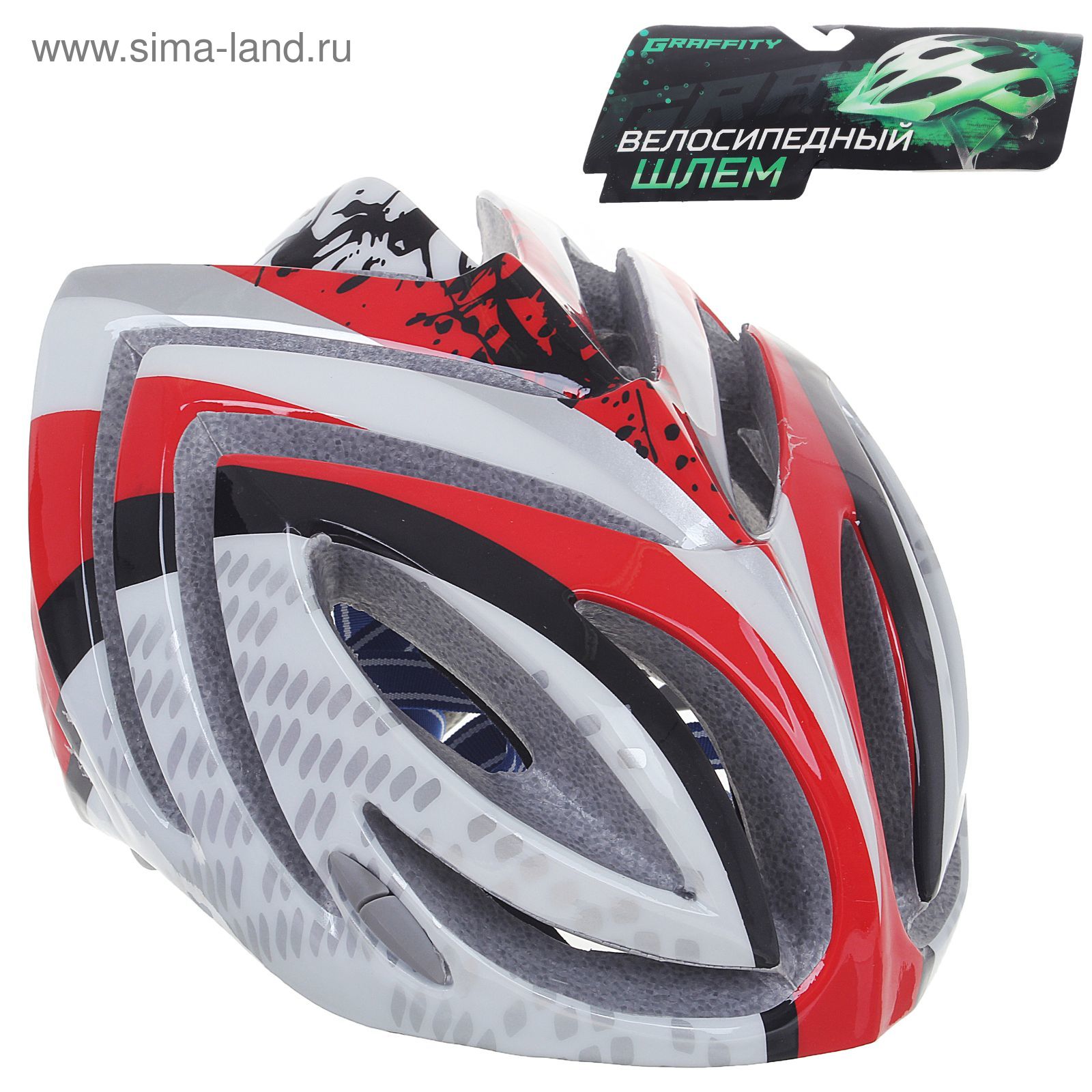 Шлем велосипедиста взрослый ОТ-T23, бело-красно-черный, диаметр 54 см