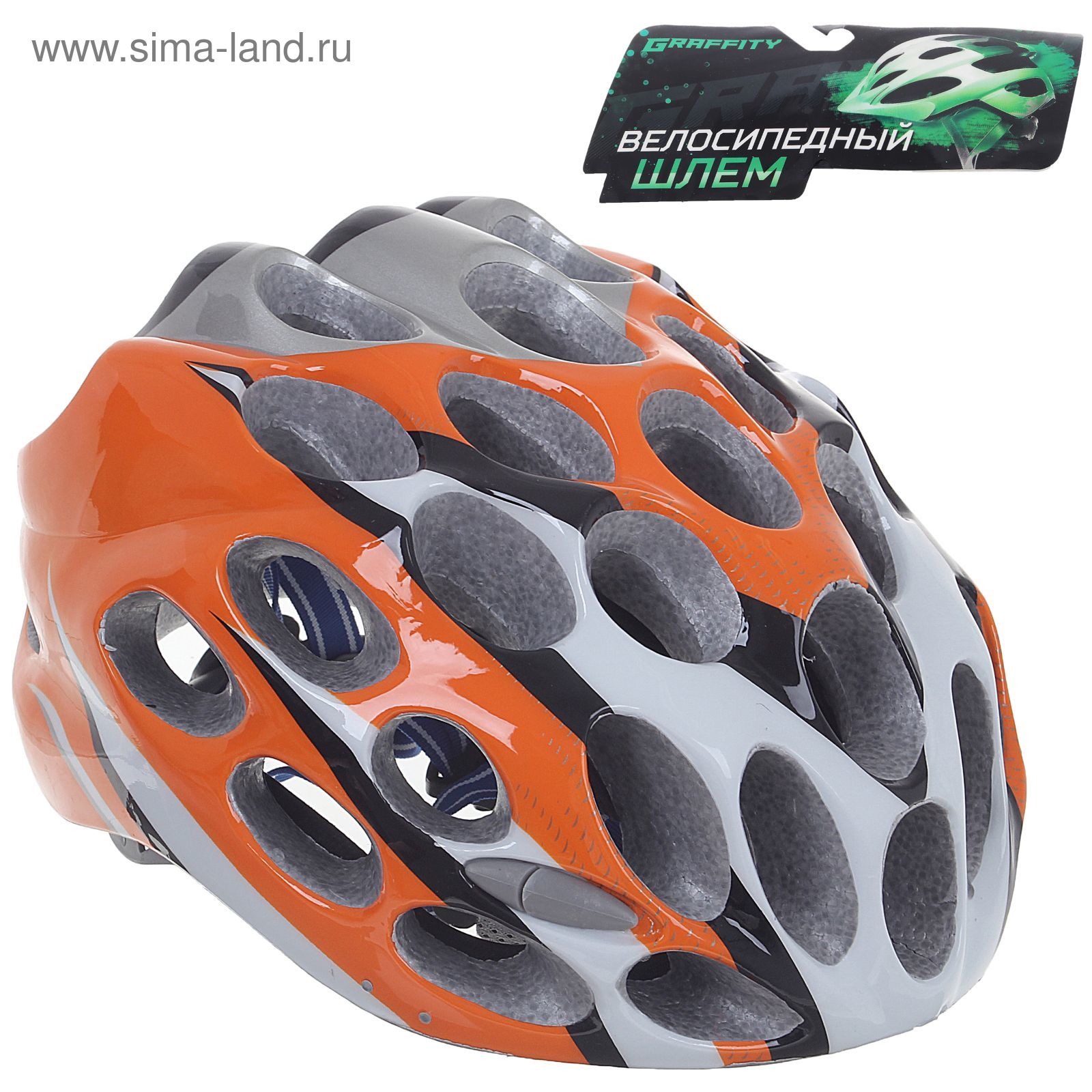 Шлем велосипедиста взрослый ОТ-T39, оранжевый, диаметр 54 см
