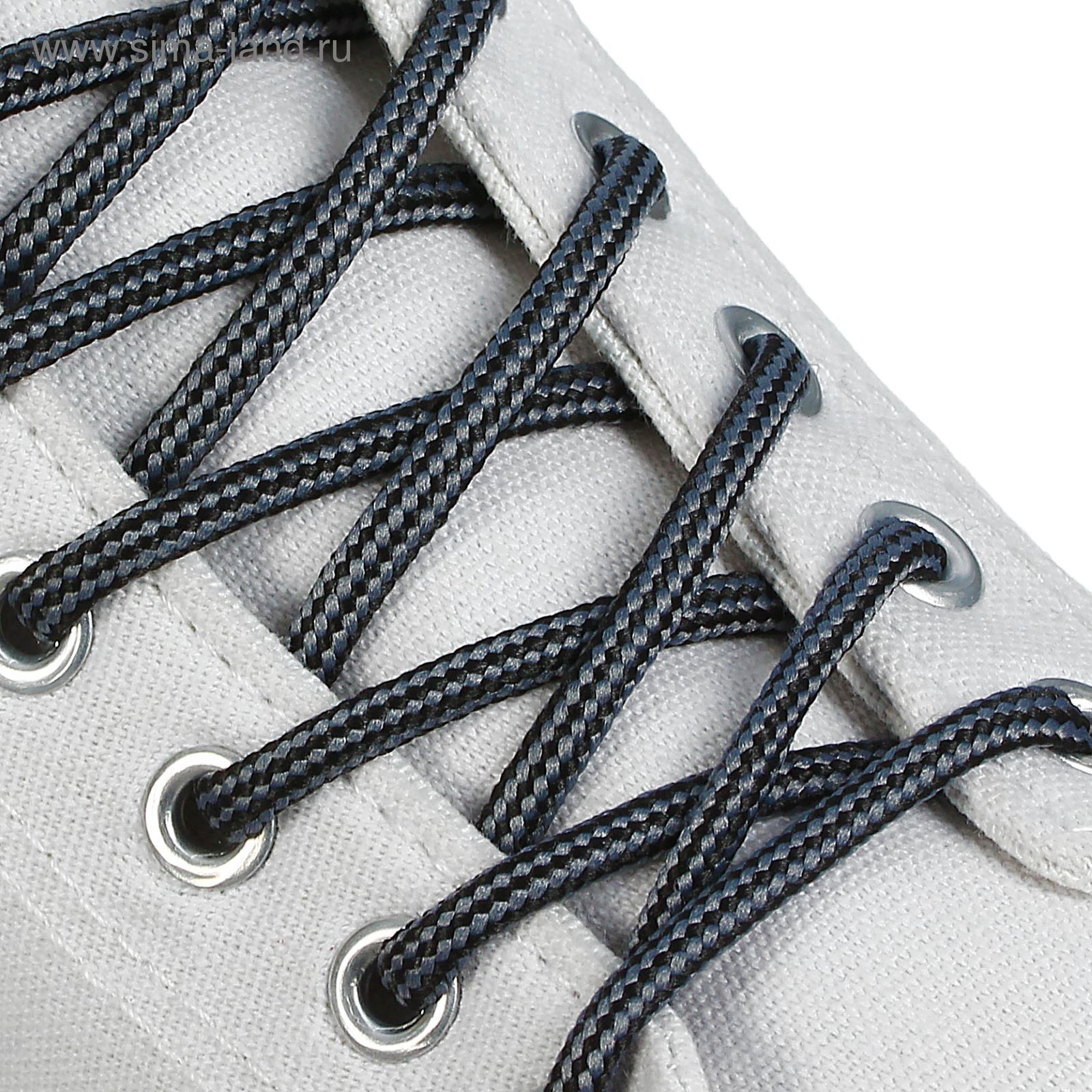 Шнурки для обуви круглые, d=4,5мм, 110см, цвет чёрно-серый