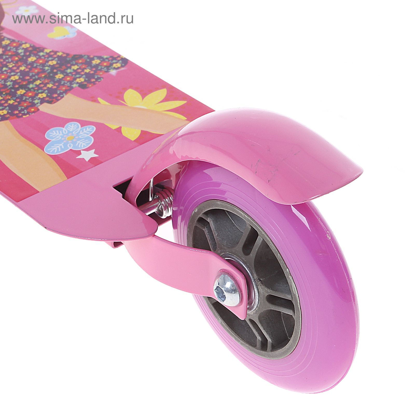 Самокат стальной OT-015, два колеса PVC, d=100 мм, цвет: розовый, до 40 кг