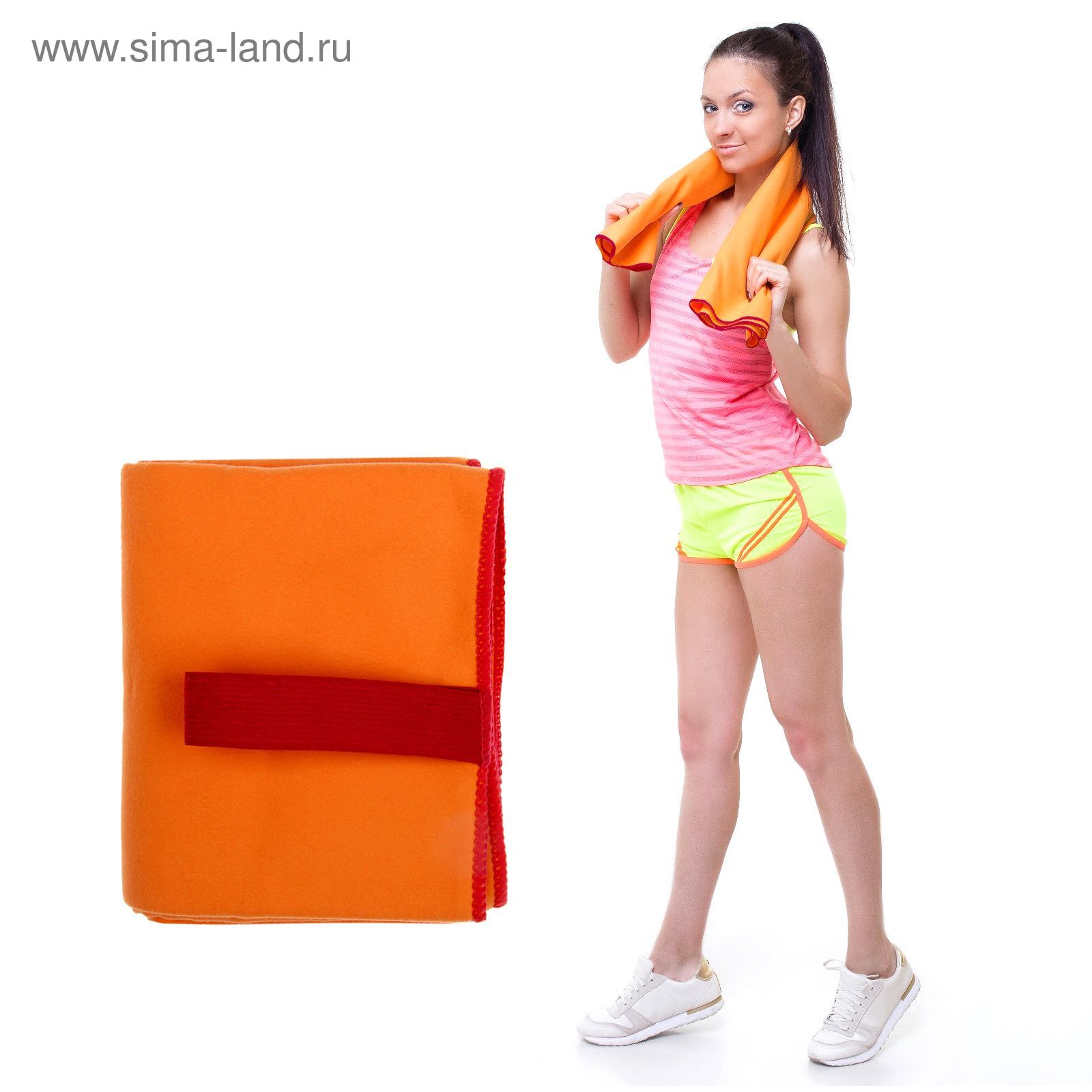 Спортивное полотенце ONLITOP, размер 40х55 см (вид 2), оранжевый, 200 г/м2