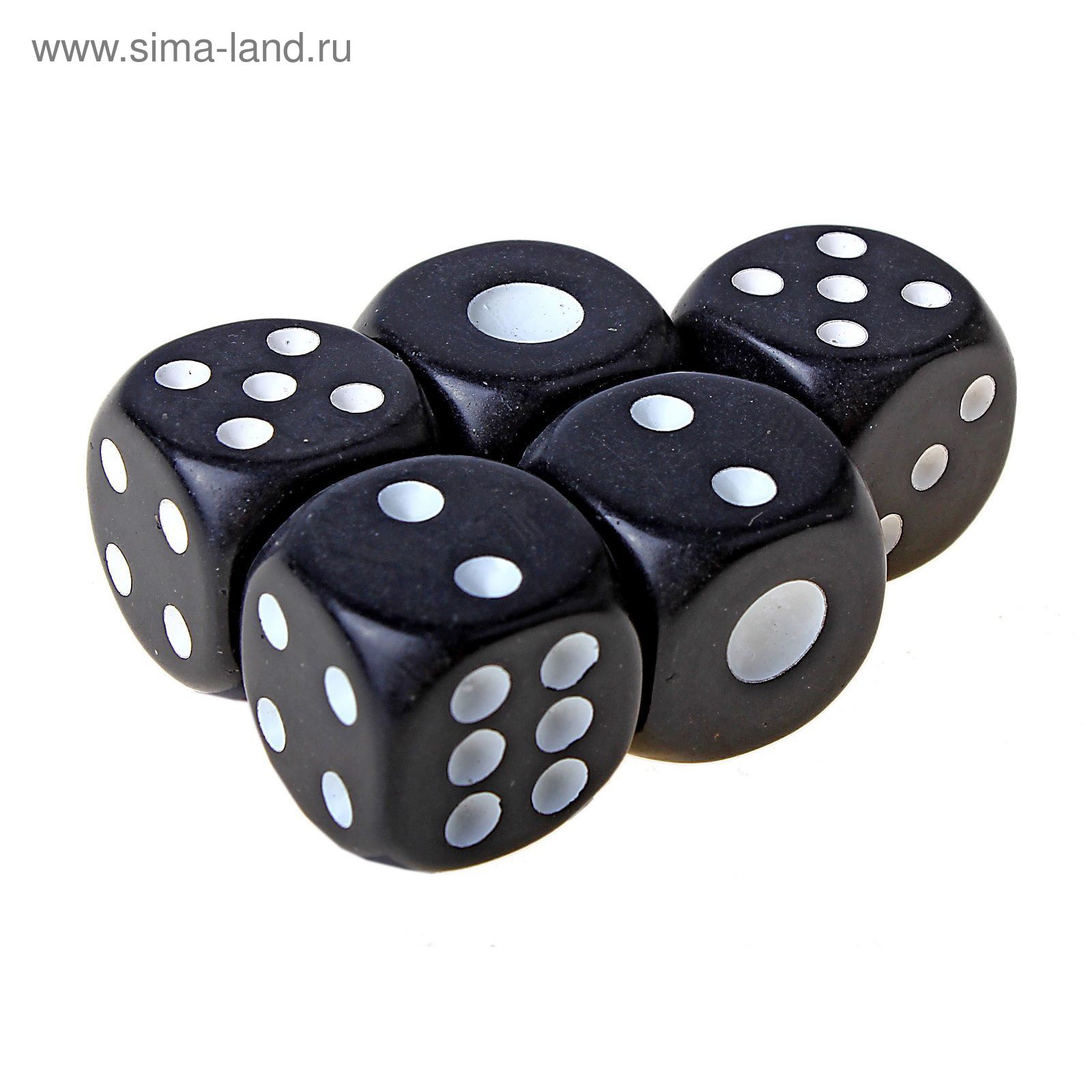 Кости игральные 1,6 × 1,6 см, чёрные с белыми точками, фасовка 100 шт.