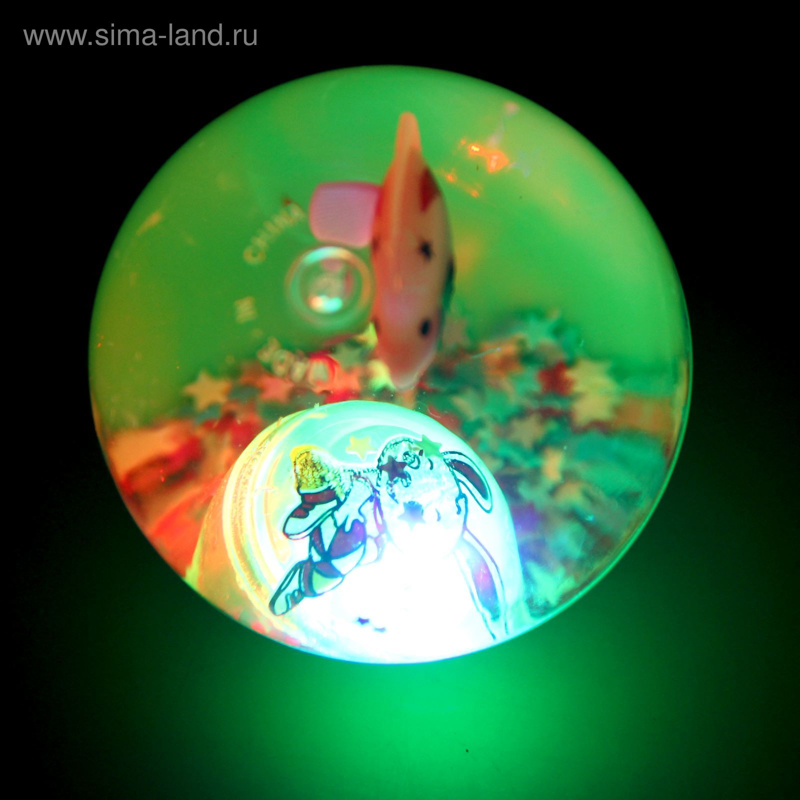 Мяч световой "Смайлы" с водой 6,5 см, цвета МИКС