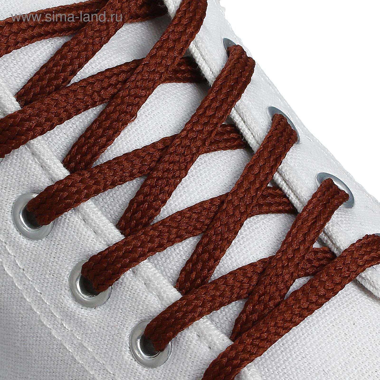 Шнурки для обуви плоские, 7мм, 110см, цвет коричневый