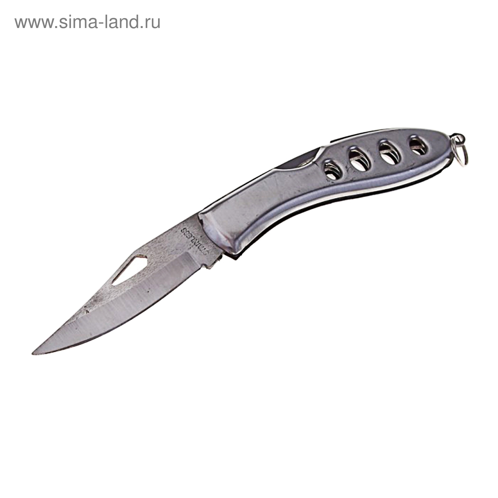 Сувенирный нож, складной, без фиксатора, рукоять металлик, вырезы овалы