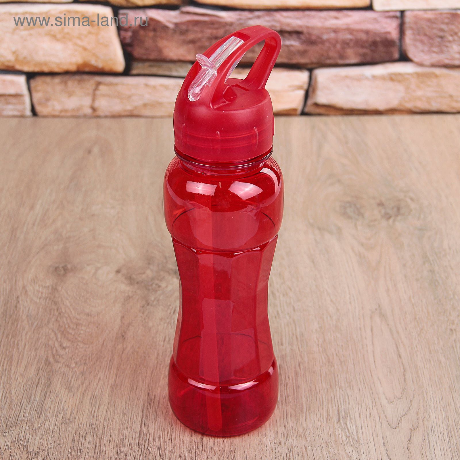 Бутылка с трубочкой 600 мл "Кросс" 6,5х24 см цвета МИКС