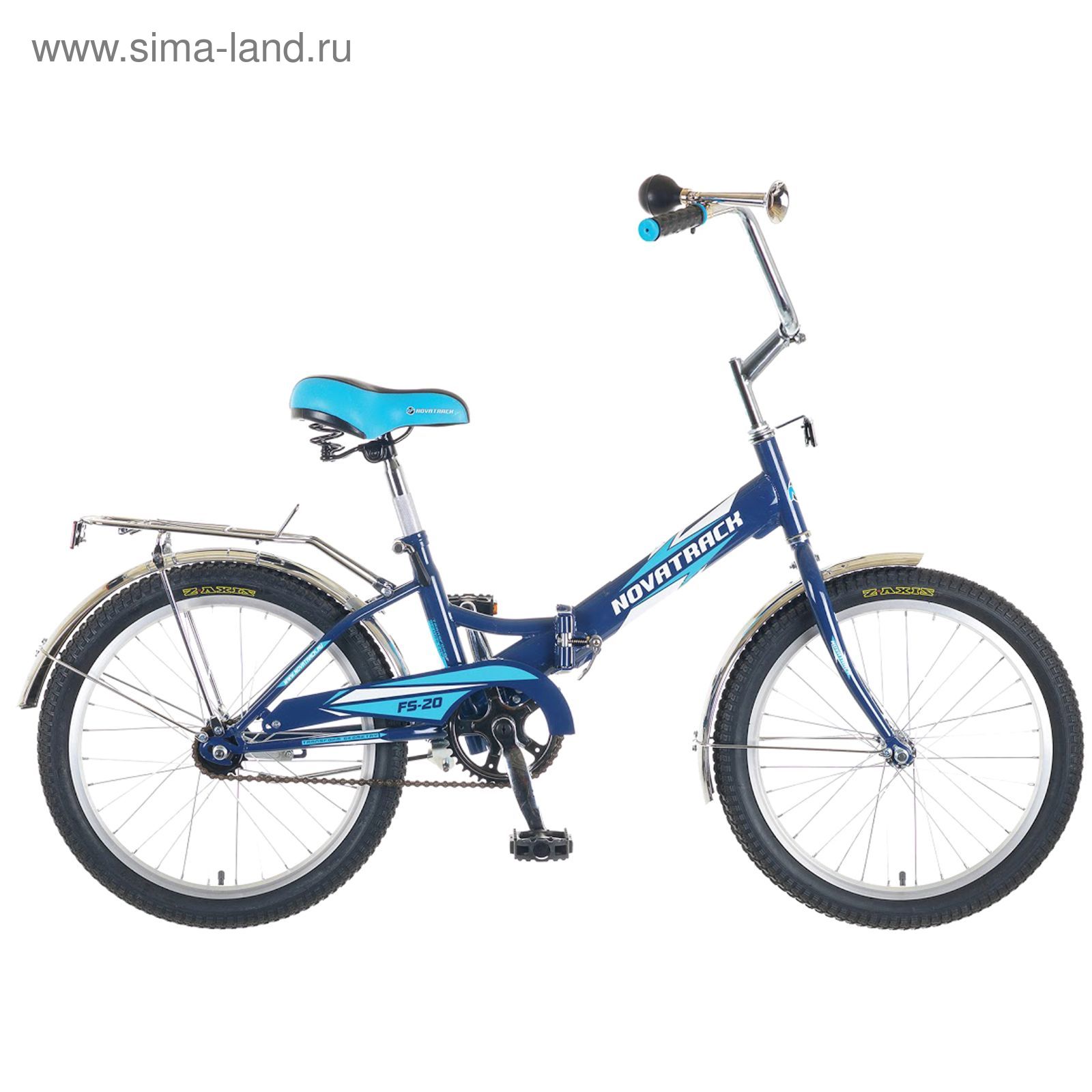 Велосипед 20" Novatrack FS20 короткая база, 2015, 1ск., цвет синий/голубой