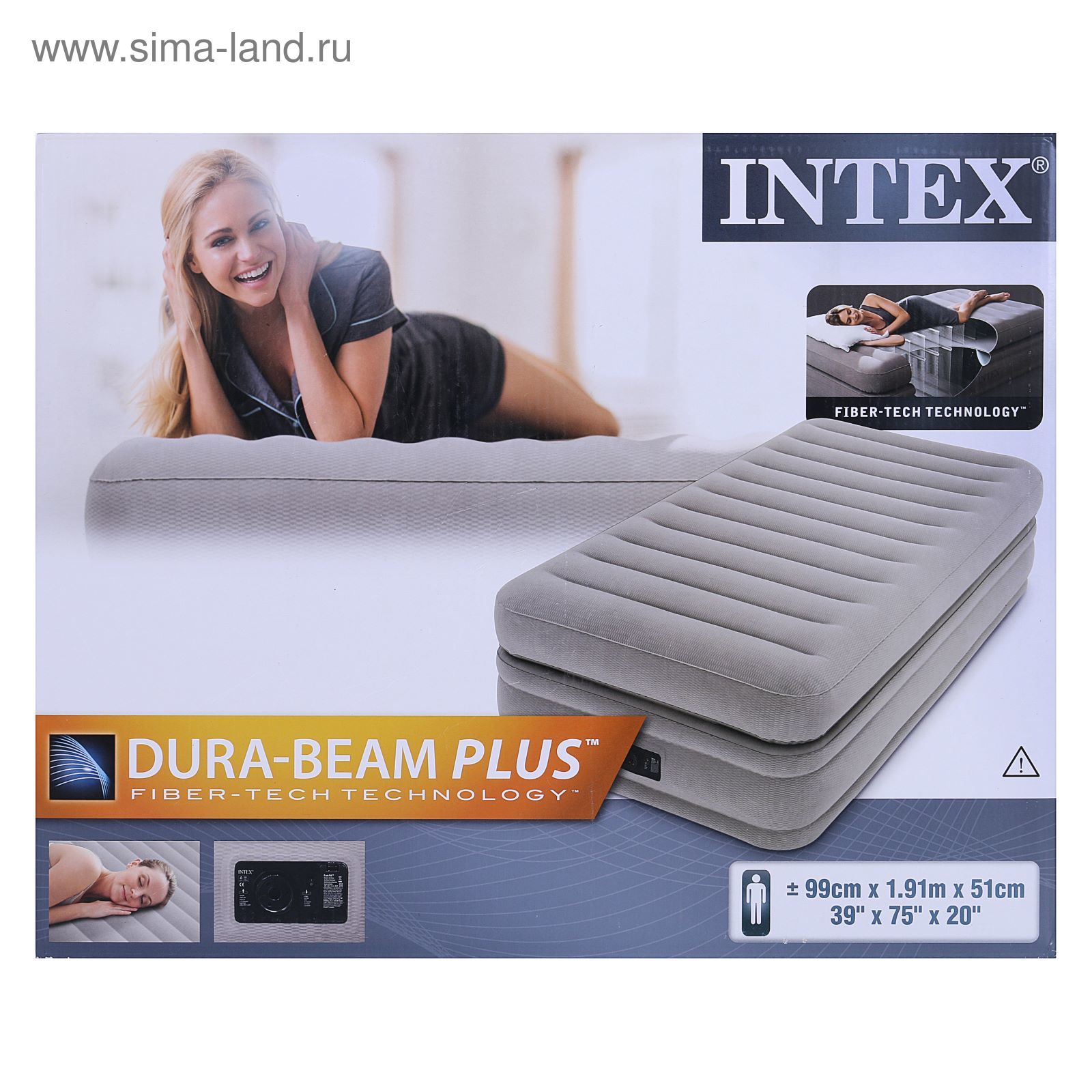 Кровать надувная Twin Prime Comfort, 99 х 191 х 51 см INTEX