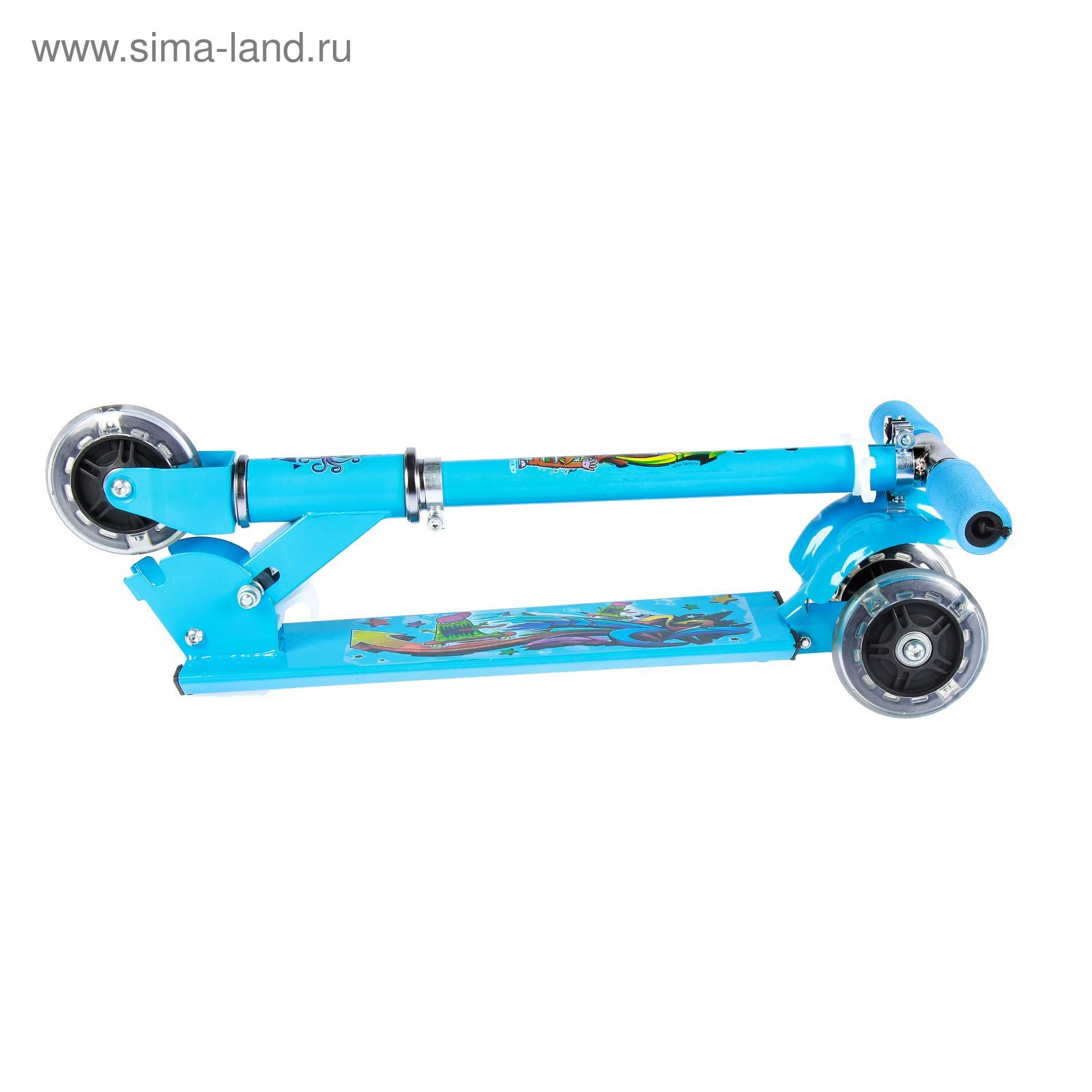 Самокат стальной "Молния" ОТ-508, три колеса PVC d= 100 мм светящиеся, цвет синий