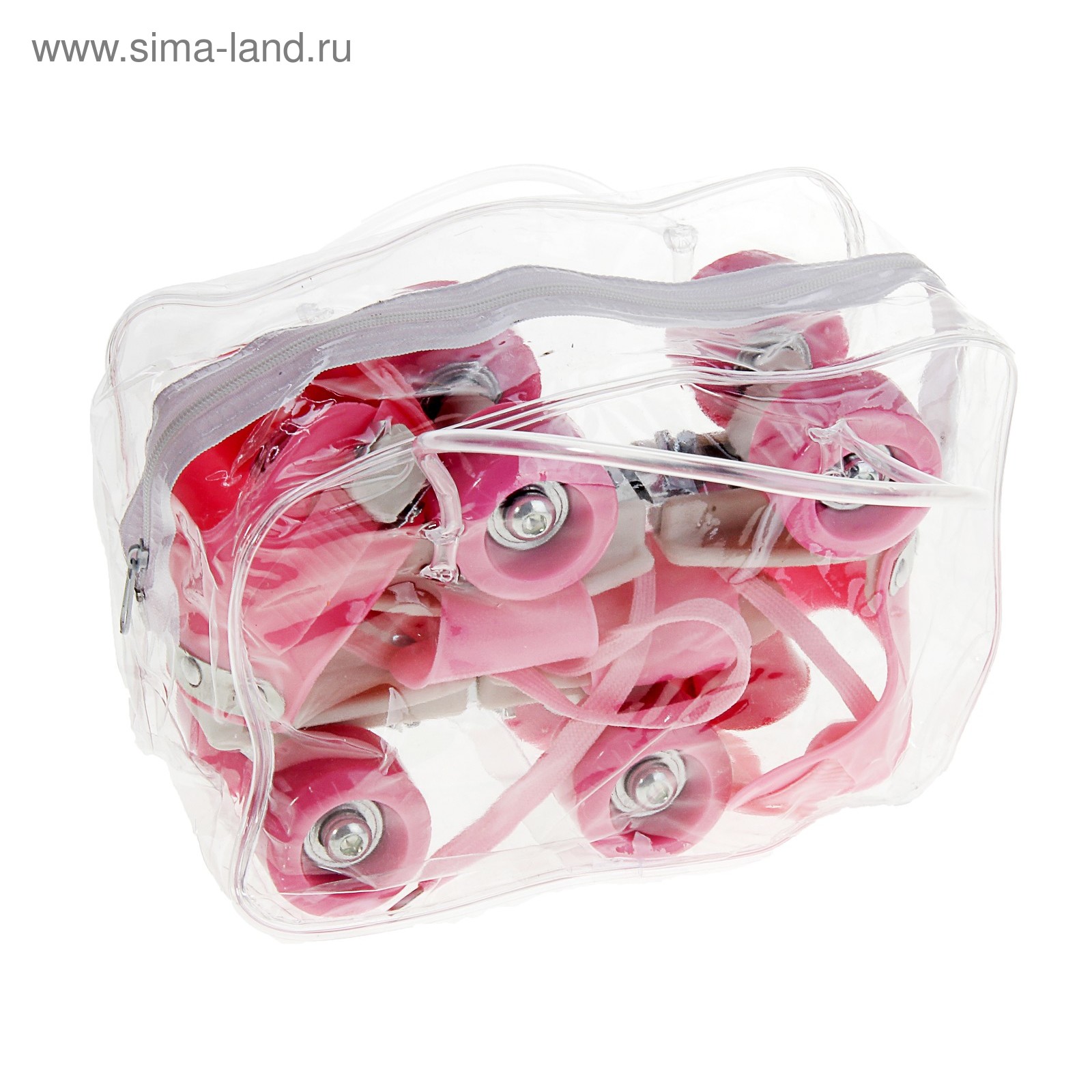 Ролики для обуви раздвижные, размер 16-21 см, колеса РVC d = 45 мм, цвет розовый