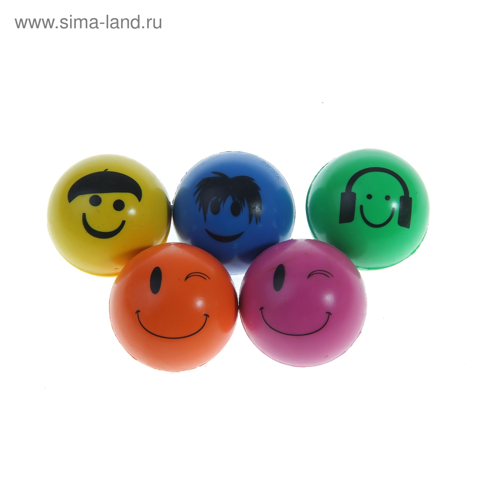 Мяч каучук "Смешные рожицы" 4,5 см, цвета МИКС