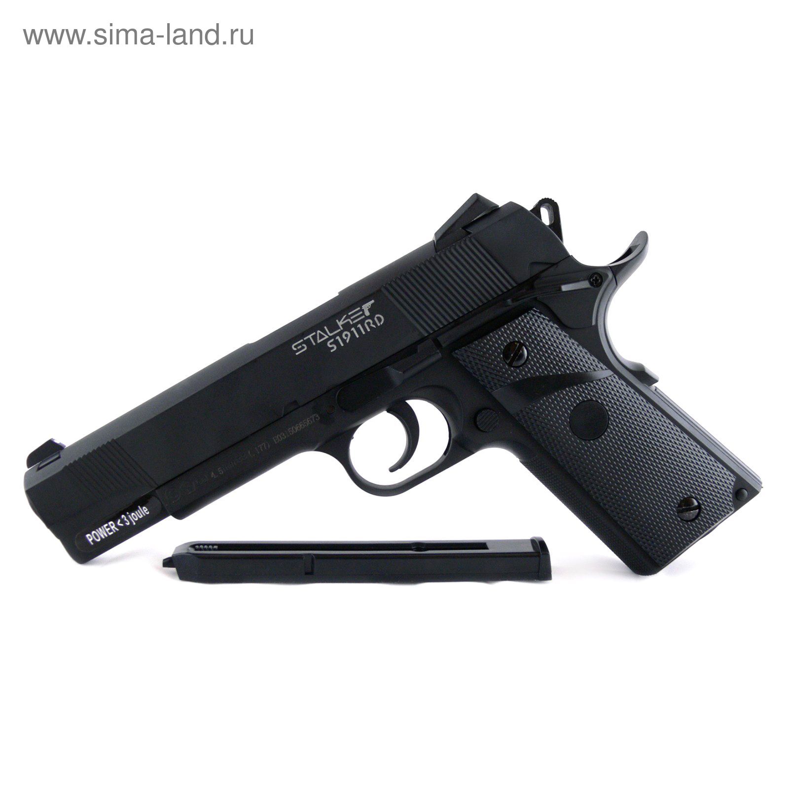 Пистолет пневм. Stalker S1911RD (аналог "Colt 1911") к.4,5мм, металл-пластик, 120м/с, блоубэк, черны