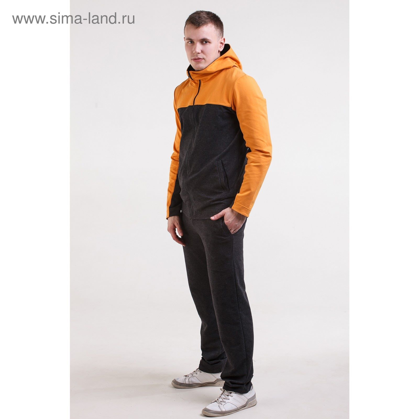 Комплект мужской (куртка+брюки), размер 48, цвет антрацит+горчичный (арт. М-759-05)