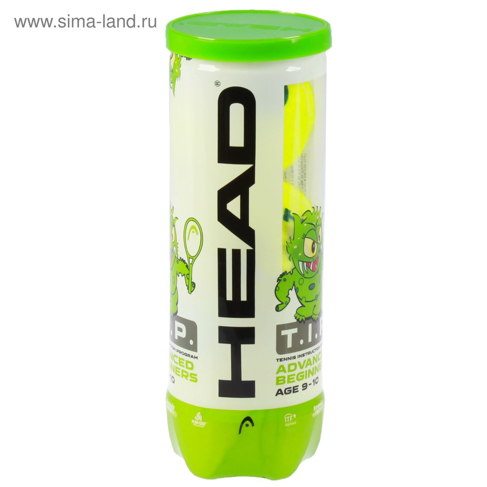 Мяч теннисный Head T.I.P Green, набор 3 штуки, фетр, натуральная резина