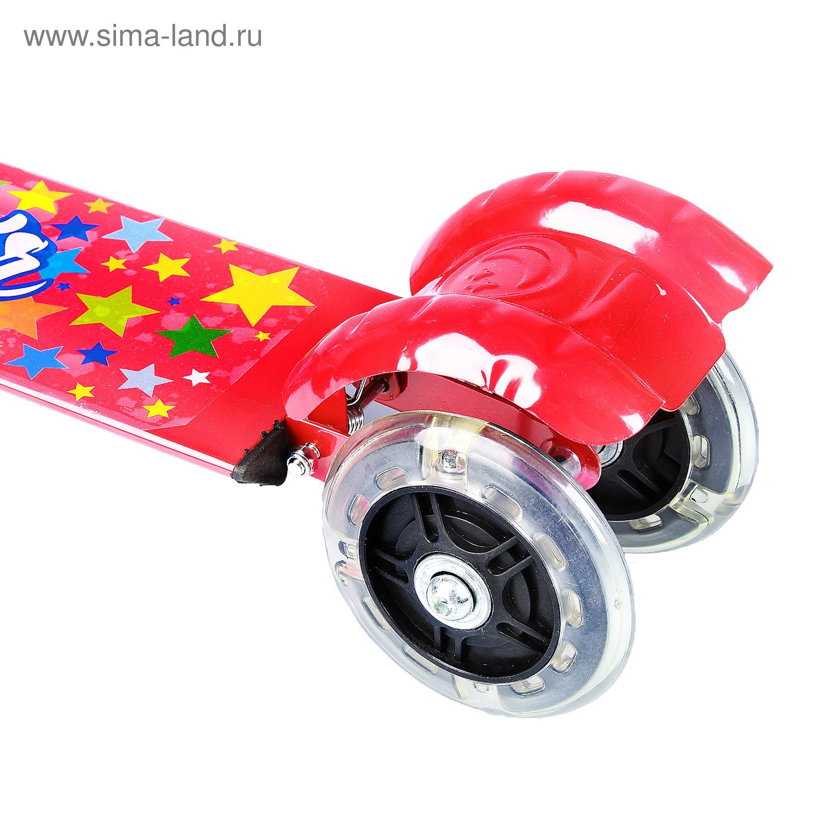 Самокат стальной Star ОТ-508, три колеса PVC d= 100 мм светящиеся, цвет красный