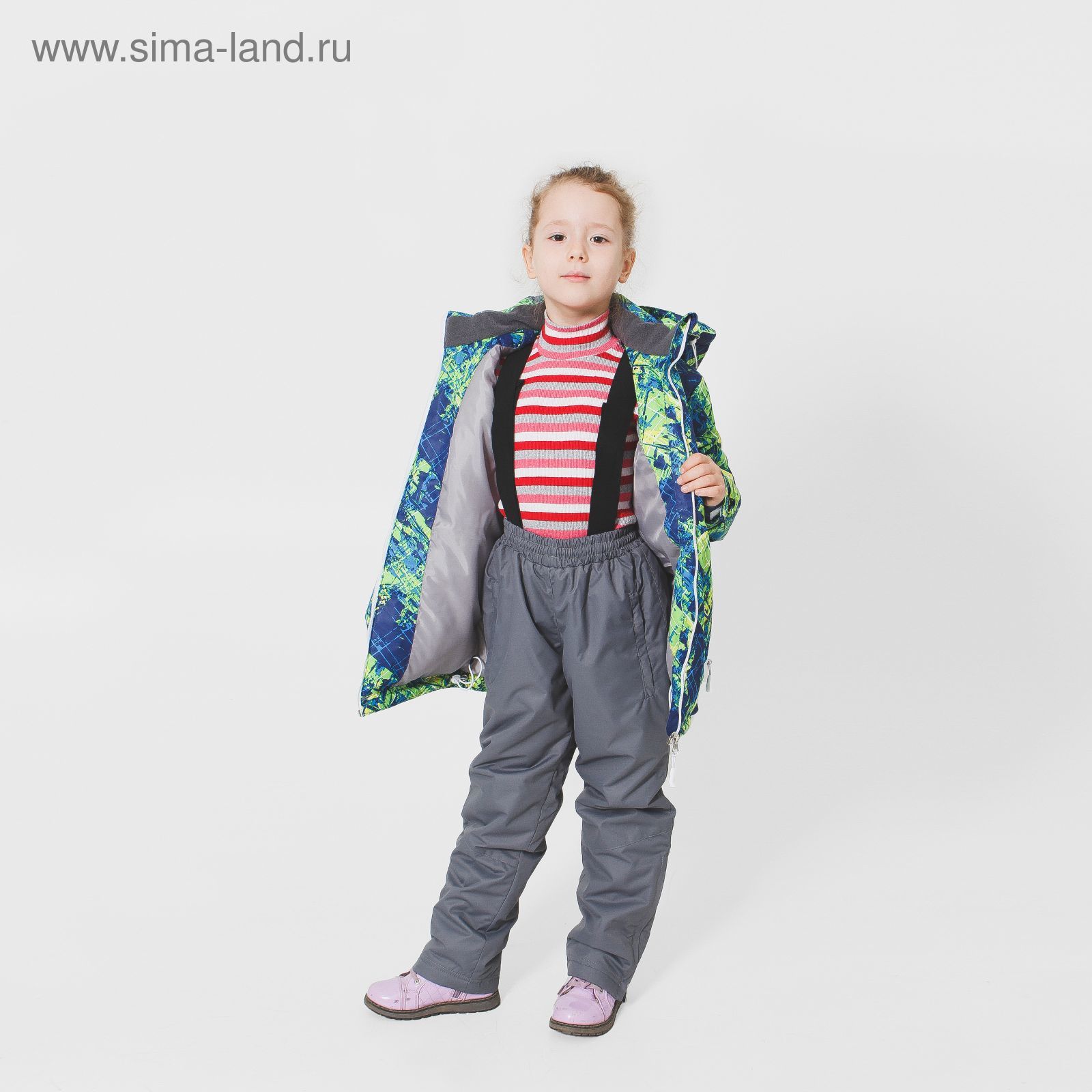 Костюм детский ( куртка+штаны) ONLITOP,куртка-мультицвет; штаны-серые (р. 34)