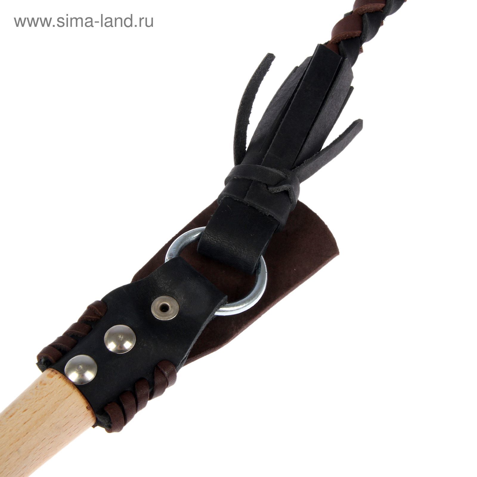 Нагайка Донская, ручка оплетена кожей, черная с коричневым