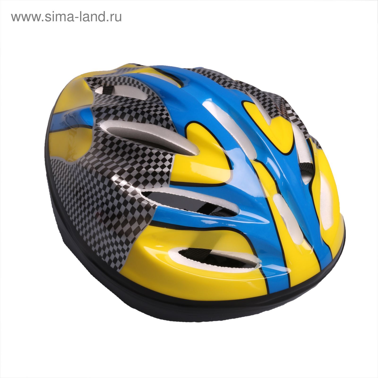 Шлем велосипедиста взрослый ОТ-11, размер L (56-58 см), цвет: желто-синий