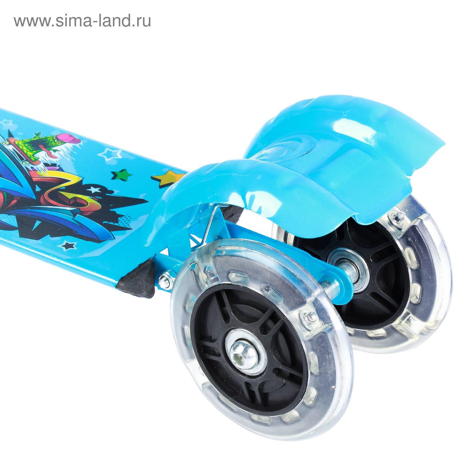 Самокат стальной "Молния" ОТ-508, три колеса PVC d= 100 мм светящиеся, цвет синий
