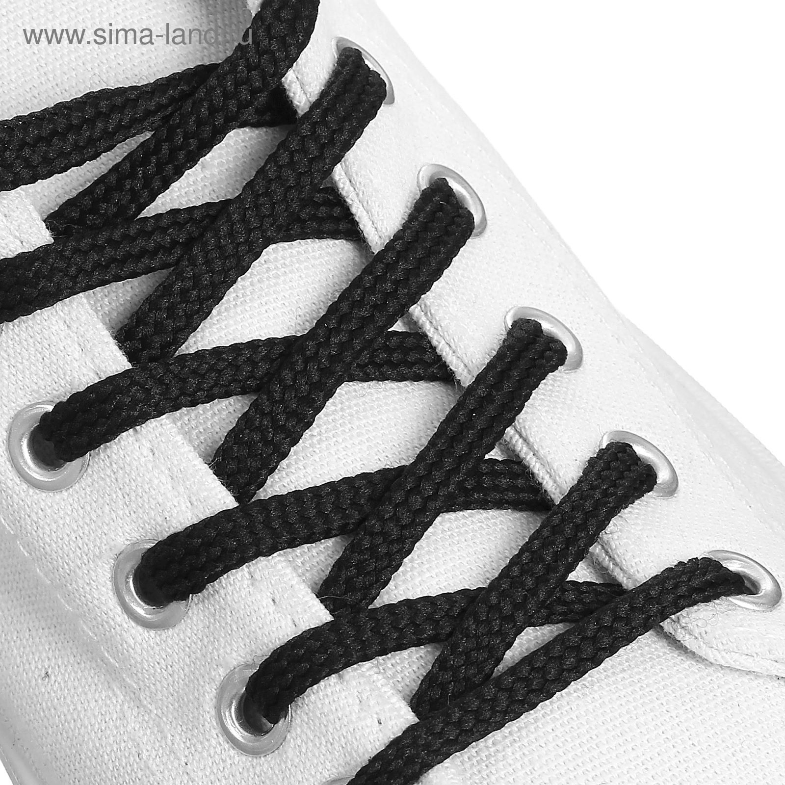 Шнурки для обуви плоские, 7мм, 140см, цвет чёрный