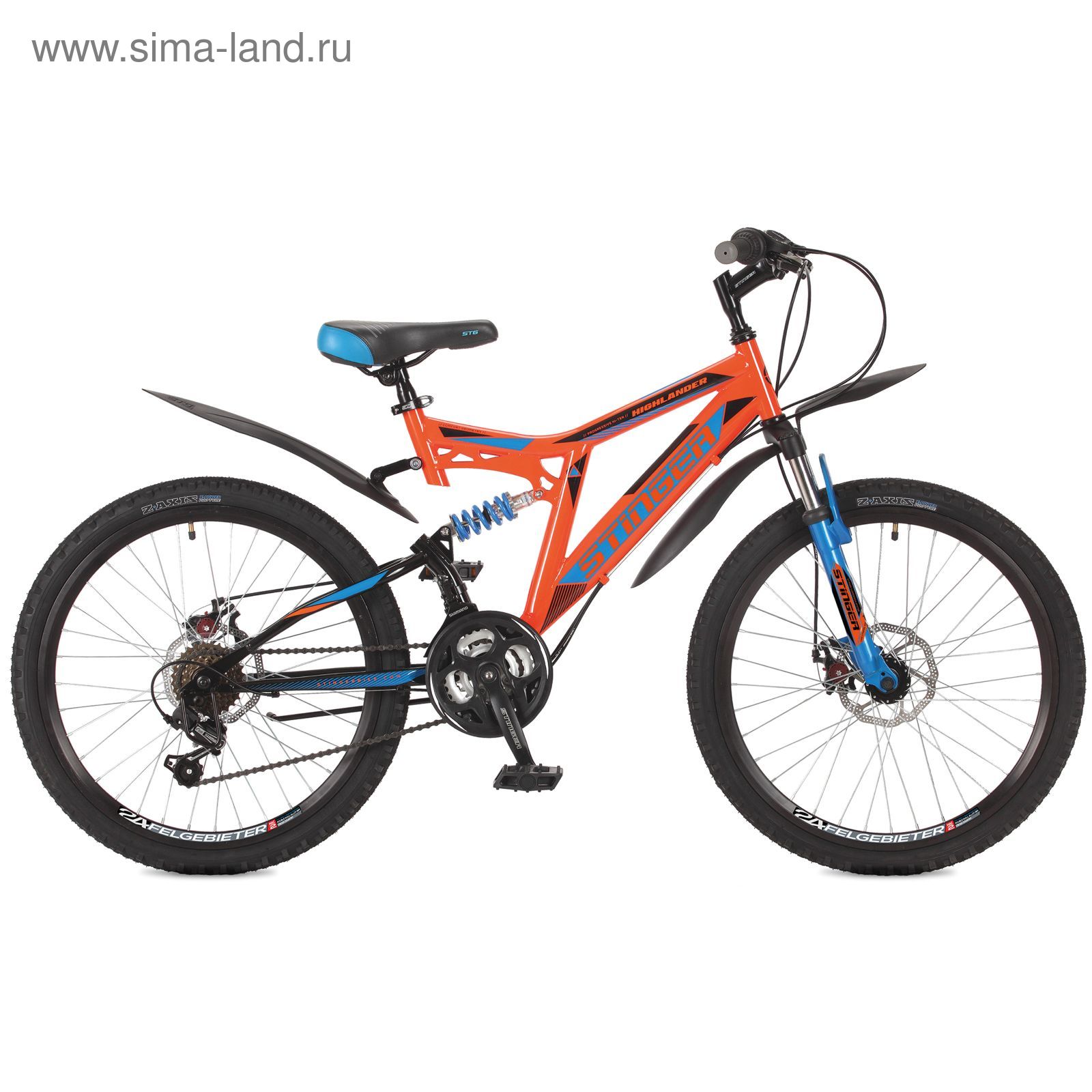 Велосипед 24" Stinger Highlander 100D, 2017, цвет оранжевый, размер 16,5"