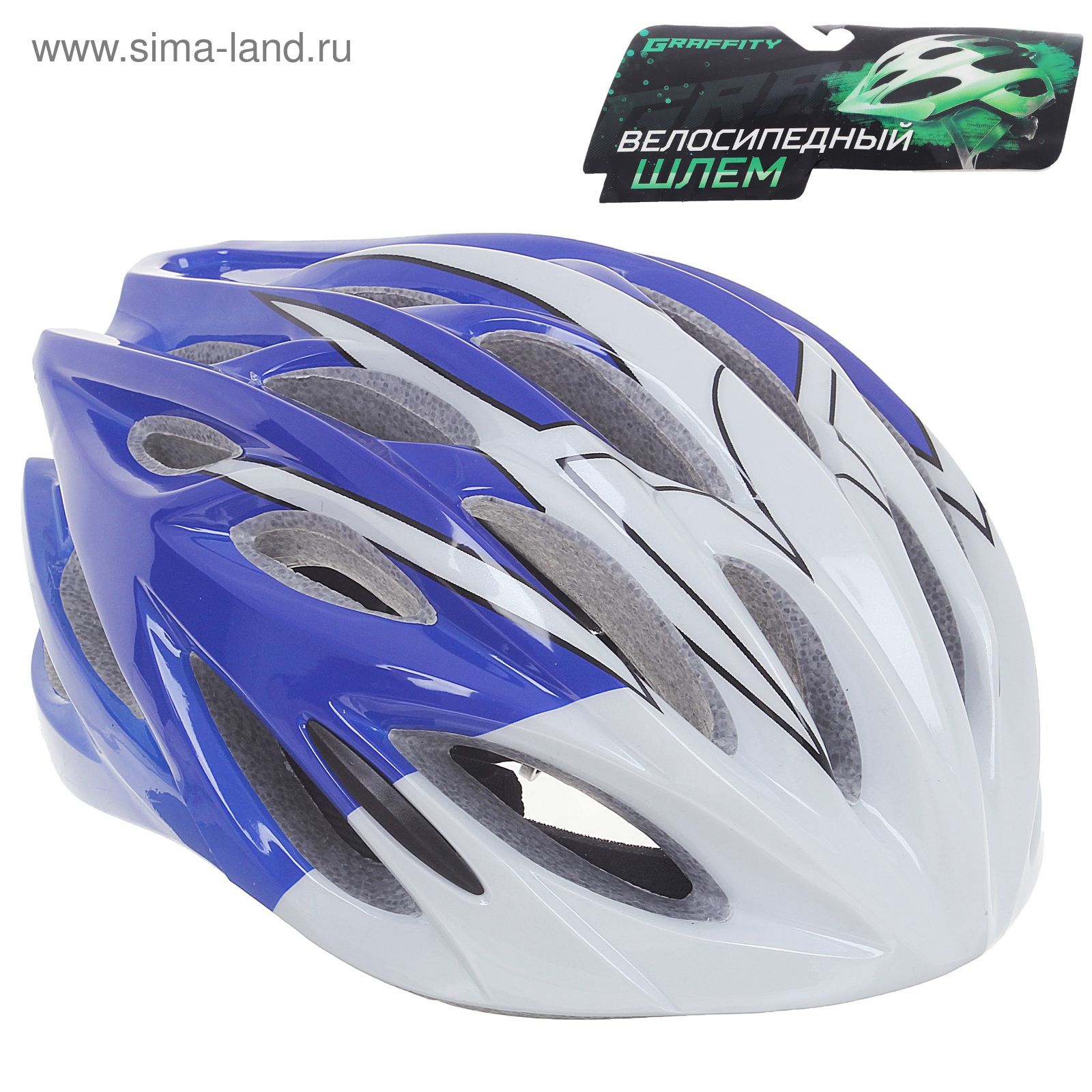 Шлем велосипедиста взрослый ОТ-328, бело-синий, диаметр 54 см