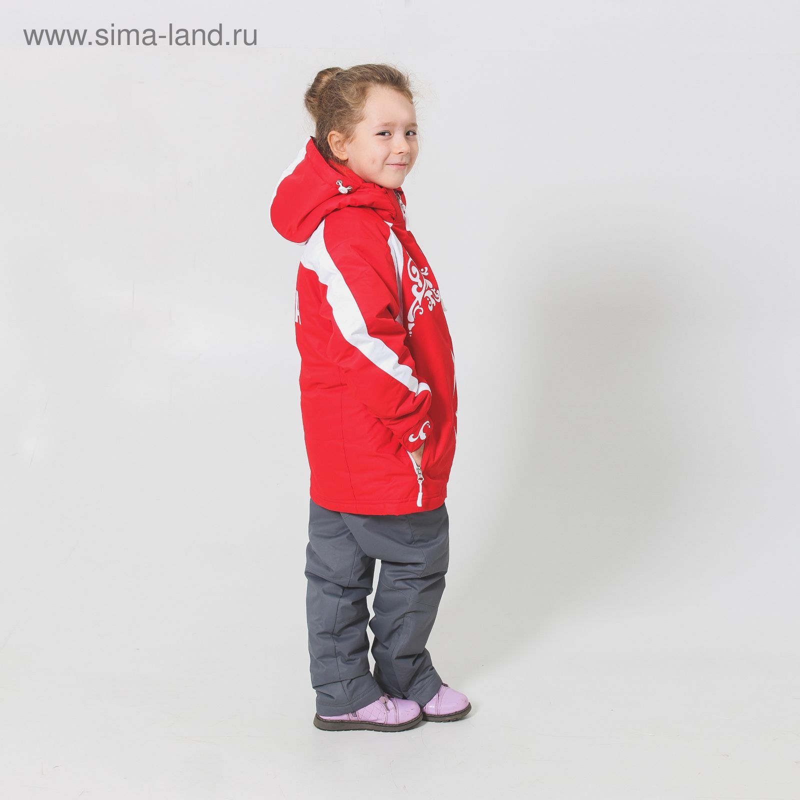 Костюм детский ( куртка+штаны) ONLITOP,куртка-красно/белая; штаны-серые (р. 34)