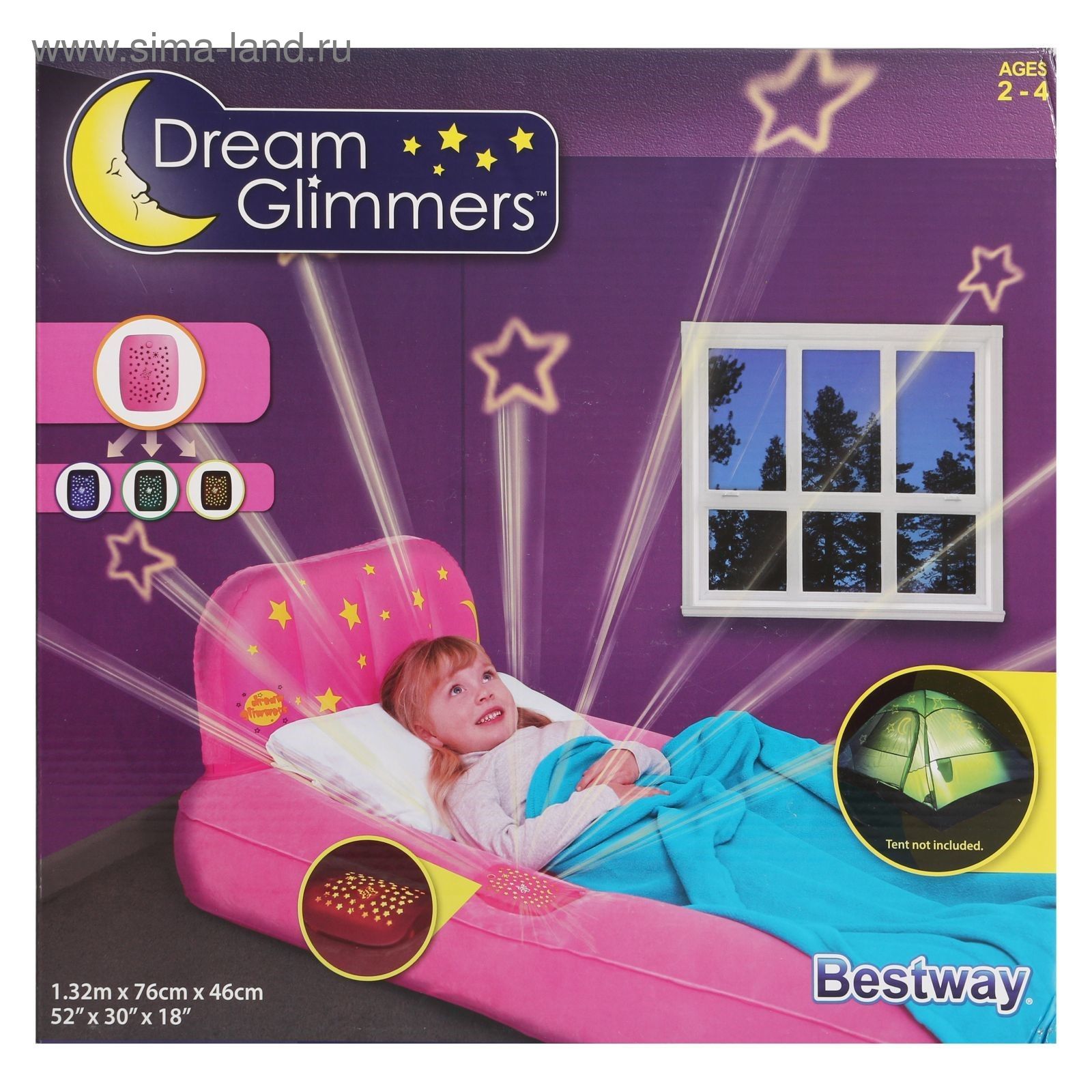 Кровать надувная детская, встроенный светильник 132х76х46см 67496 МИКС Bestway