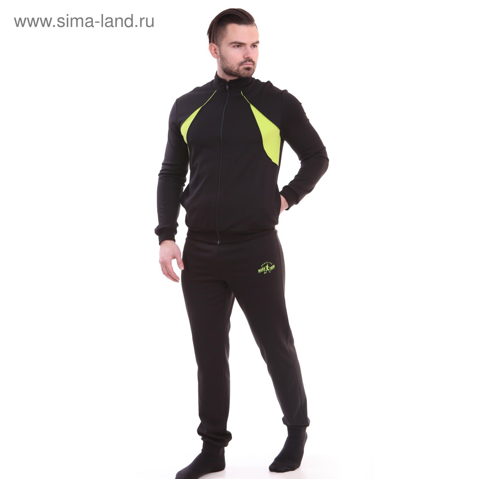 Костюм мужской (куртка+брюки) Р629014 черный, рост 170 см, р-р 52 (104)