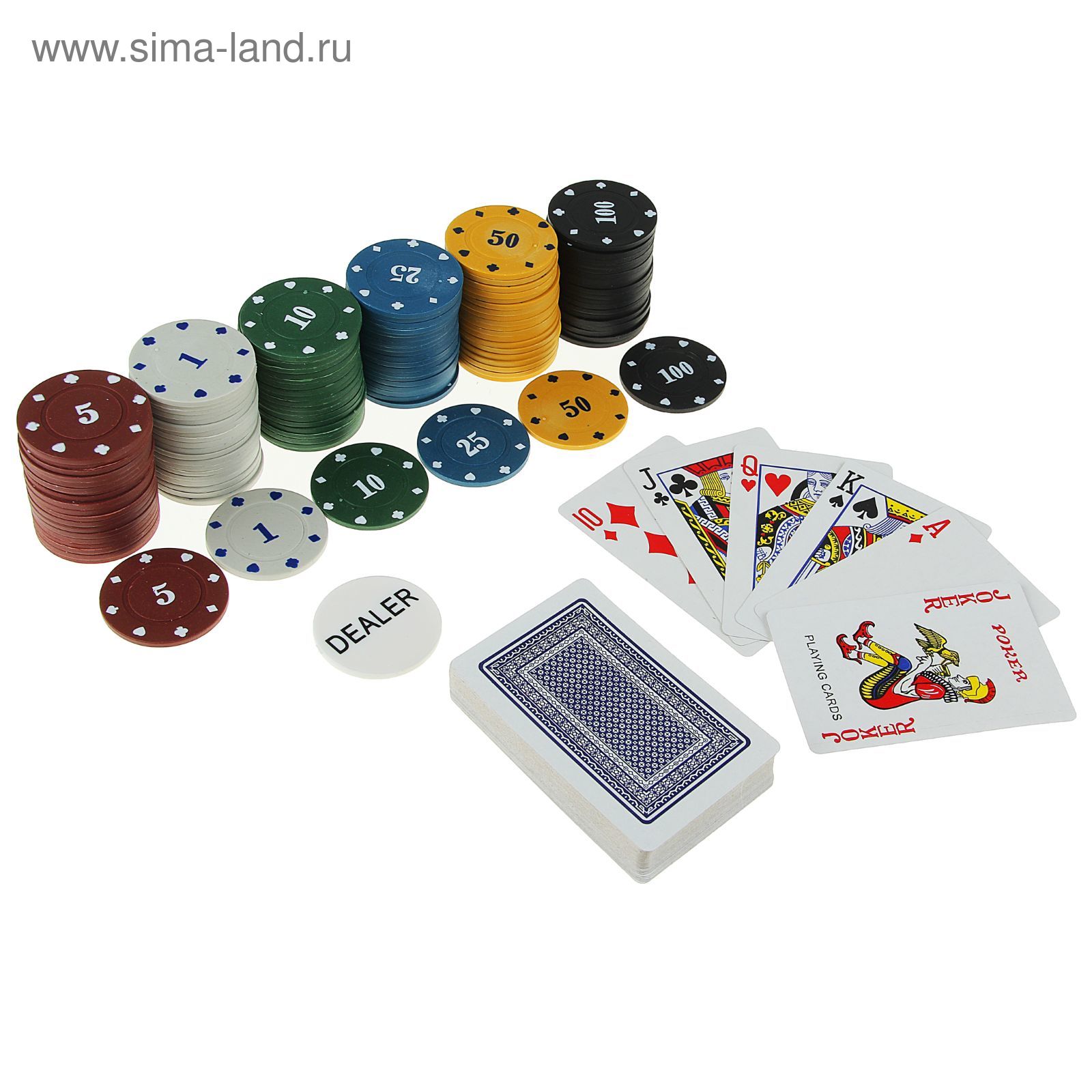 Набор для покера: 120 фишек, колода карт 54 шт., металлическая коробка