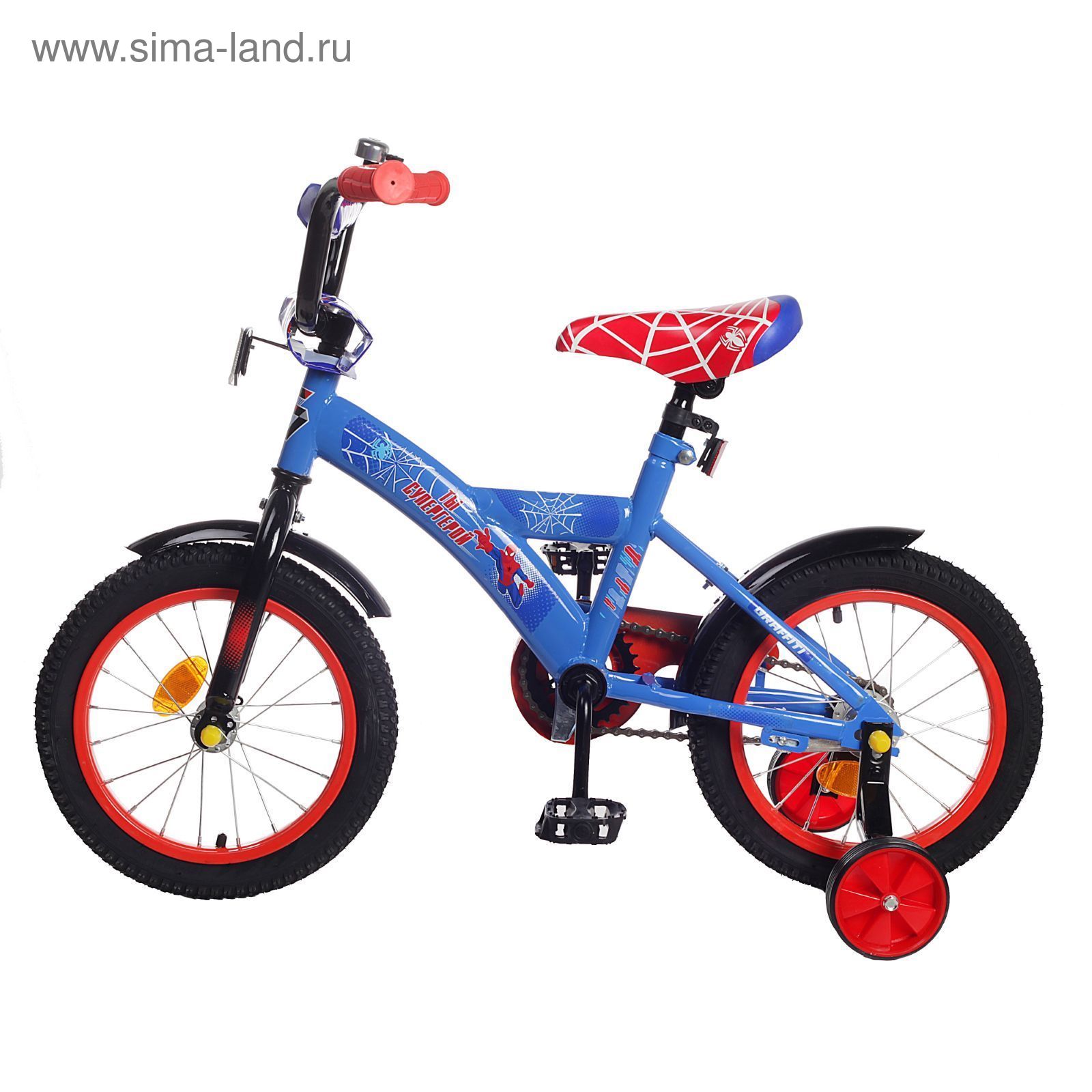 Велосипед двухколесный 14" GRAFFITI "ЧЕЛОВЕК ПАУК", цвет: синий