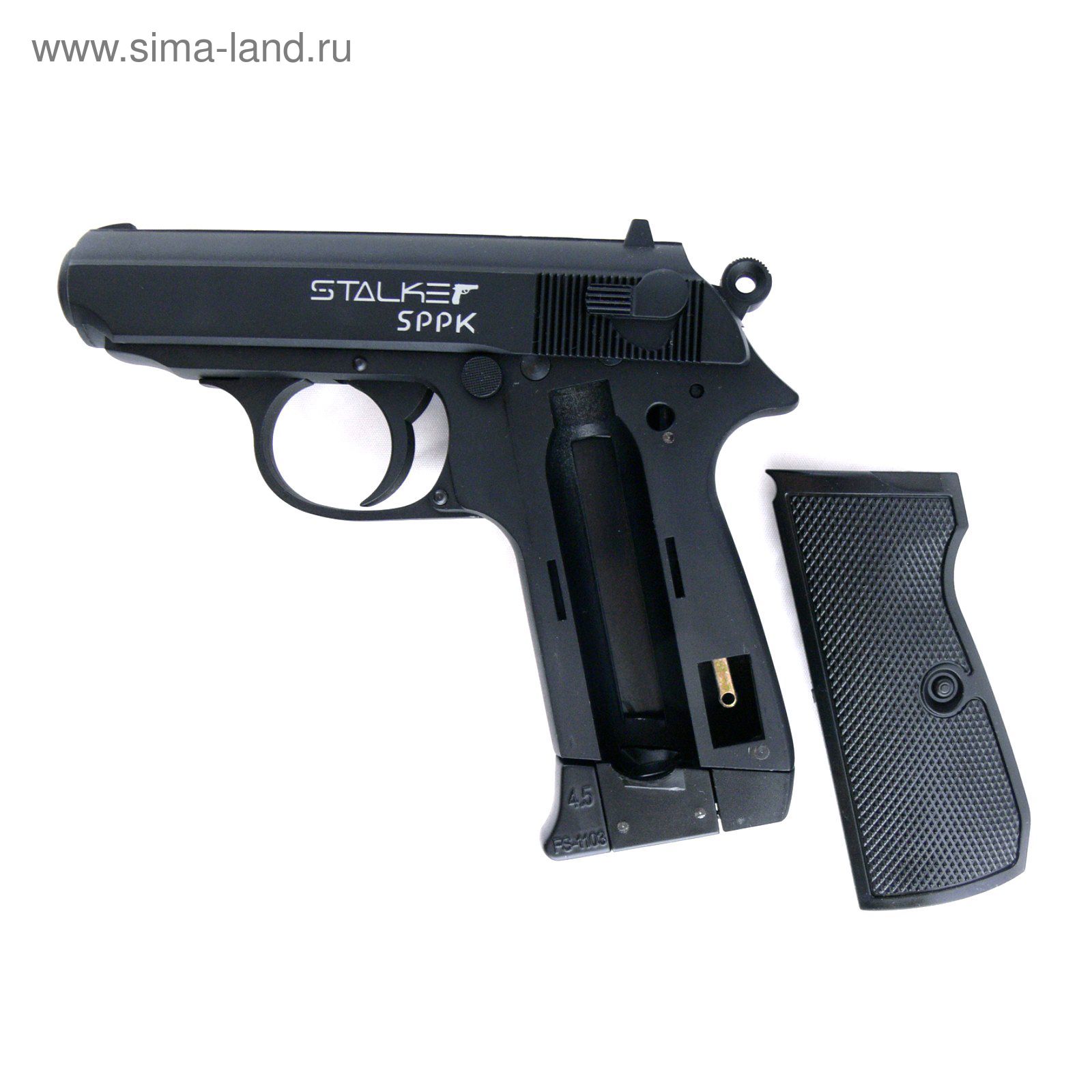 Пистолет пневм. Stalker SPPK (аналог "Walther PPK/S") к.4,5мм, металл, 120 м/с, черный, картон.короб