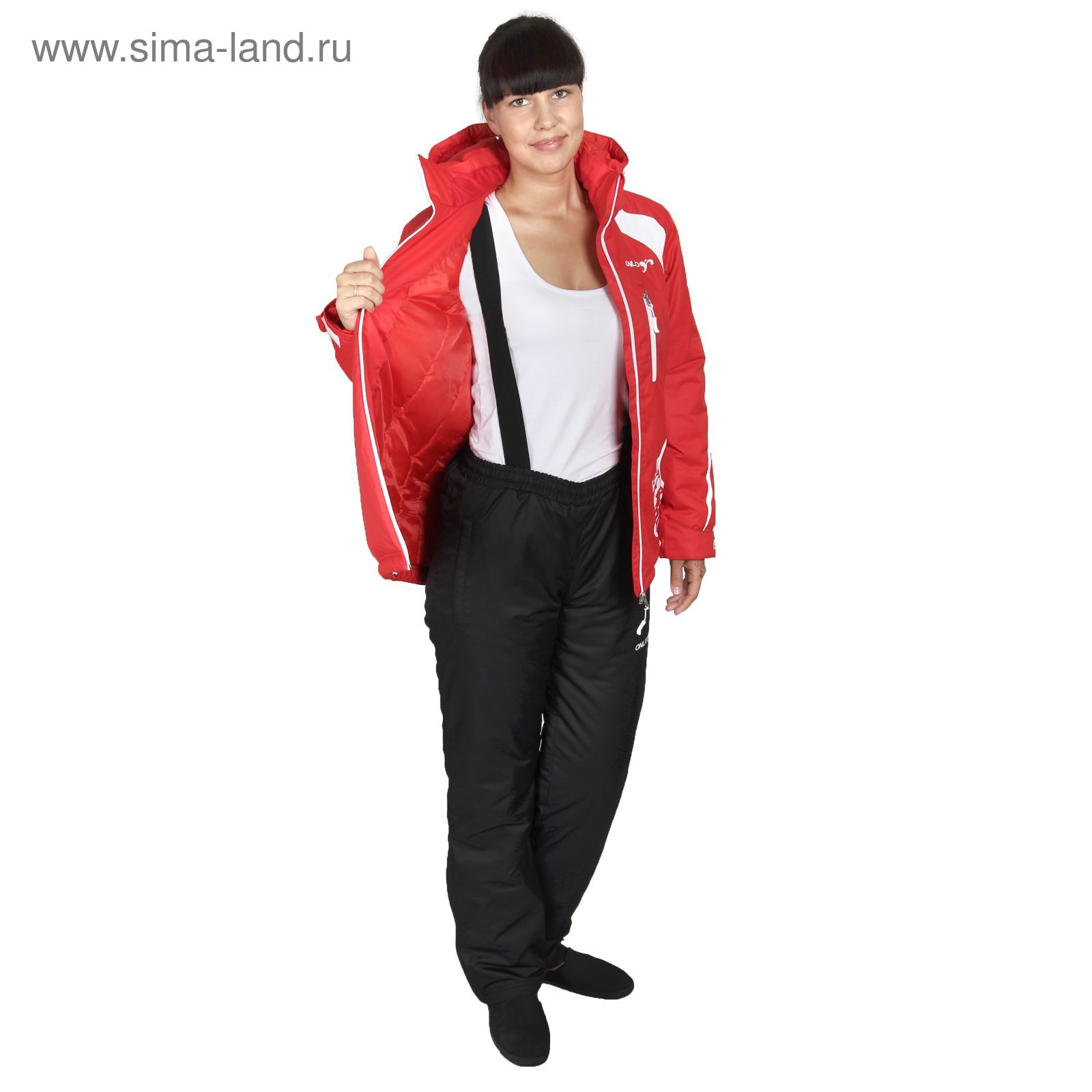 Костюм женский ( куртка+штаны) ONLITOP, куртка-красно/белая; штаны-чёрные (р. 42)