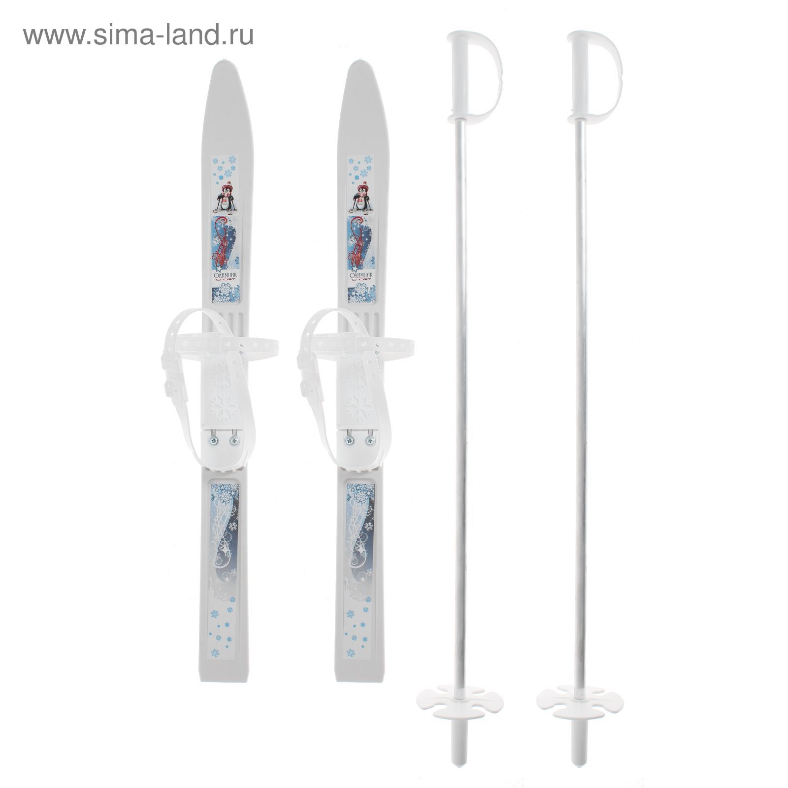 Лыжи детские "Олимпик-спорт" с палками, 75 см, МИКС
