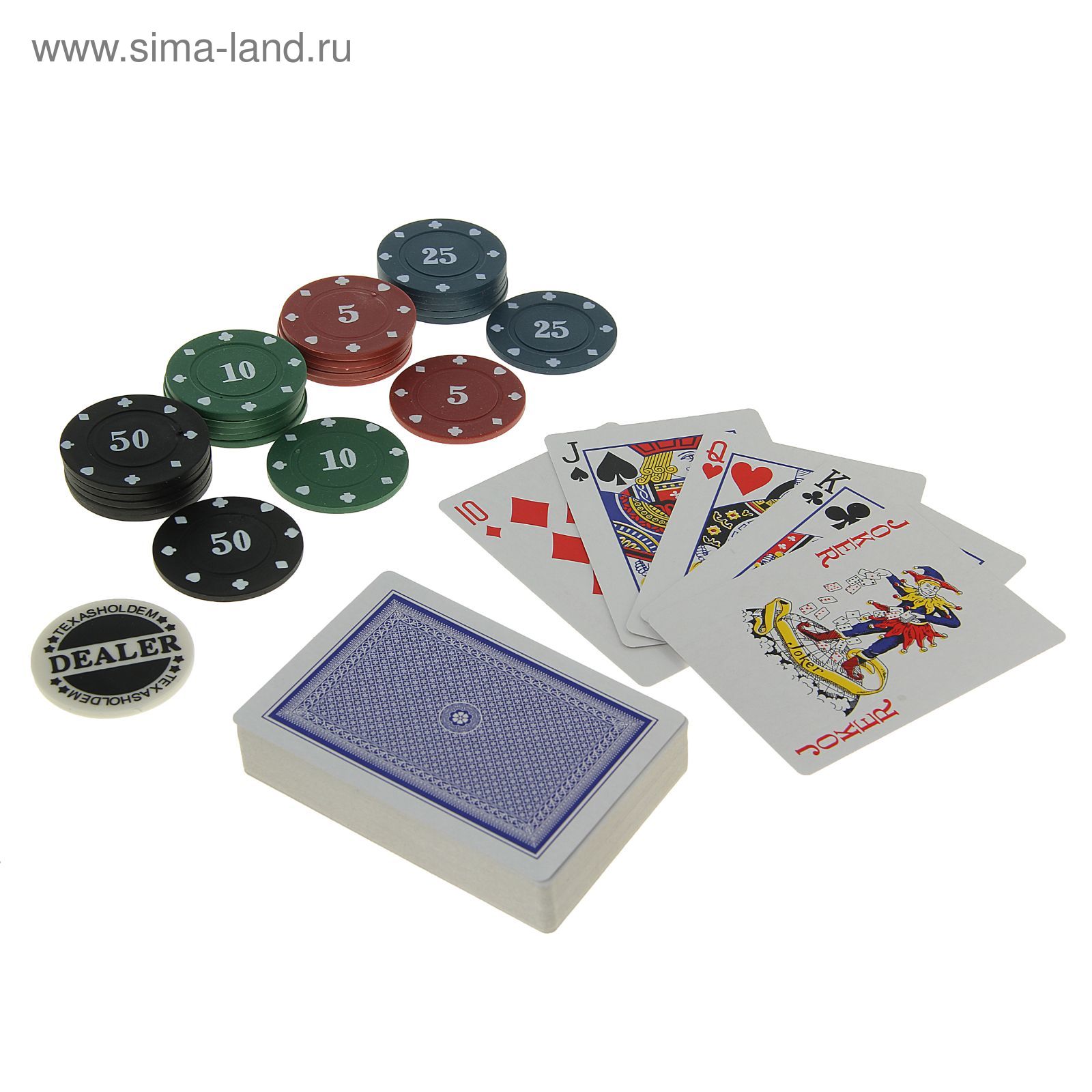 Набор для покера Poker playing cards: колода карт 54 шт., 24 фишки, в  блистере купить по недорогим ценам в Интернет-магазине ТУРИМ,  Санкт-Петербург (СПб)