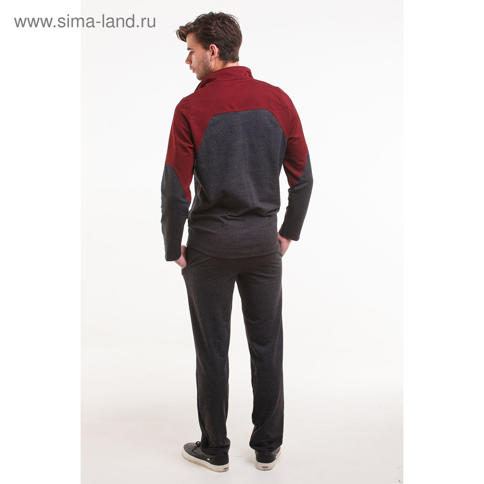 Комплект мужской (фуфайка, брюки) цвет бордовый, р-р 48