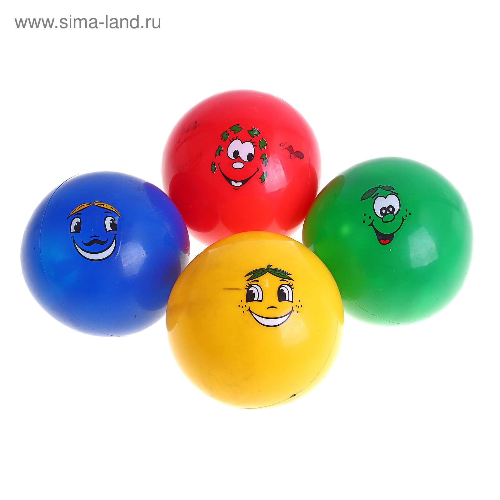 Мячик цветной с мордочкой пластизоль d=12 см, цвета МИКС